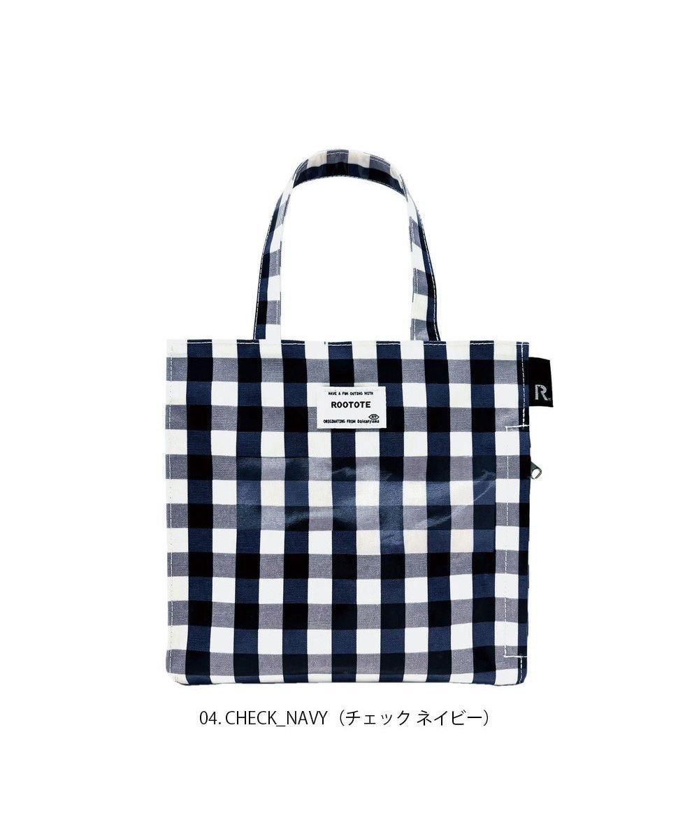 【ルートート/ROOTOTE】の1029【ラミネート加工 正方形型 】SN.スクエア.ラミネート-Q インテリア・キッズ・メンズ・レディースファッション・服の通販 founy(ファニー) 　ファッション　Fashion　レディースファッション　Fashion for Women　バッグ　Bags　カメラ　Camera Accessories　ギンガム　Gingham, Gingham Fabric　スクエア　Square, Square Shape　財布　Wallet, Purse　チェック　Check, Plaid, Tartan　プリント　Print, Printed Pattern　ポケット　Pocket, Pocket Detail　ポーチ　Pouch, Small Case　ランダム　Random, Irregular　新作・新入荷　New Arrivals / New In　04:チェック・ネイビー|ID: prp329100004551070 ipo3291000000033465760