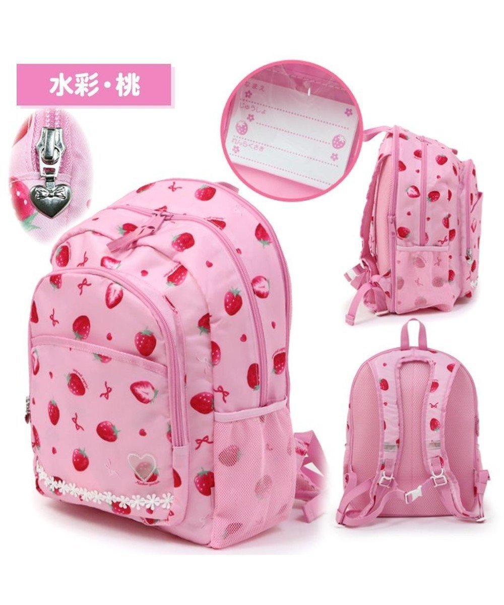 【マザーガーデン/Mother garden / KIDS】のマザーガーデン 子供用 リュックサック 【Lサイズ 】《 ユニコーン / 野いちご 》 インテリア・キッズ・メンズ・レディースファッション・服の通販 founy(ファニー) 　ファッション　Fashion　キッズファッション　Fashion for Kids　ガーデン　Garden, Gardening　ガーリー　Girly, Feminine Style　キャラクター　Character, Licensed Characters　ショルダー　Shoulder, Shoulder Strap　ダブル　Double, Double-Breasted　デイパック　Daypack, Casual Backpack　ポケット　Pocket, Pocket Detail　メッシュ　Mesh, Net Fabric　リボン　Ribbon, Bow　リュック　Backpack, Rucksack　旅行　Travel　水彩柄・桃|ID: prp329100004551072 ipo3291000000033653002