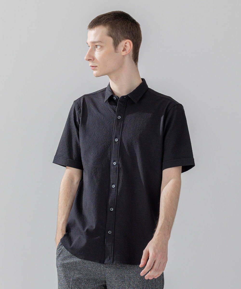 【ジョゼフ オム/JOSEPH HOMME / MEN】の【WEB・一部店舗限定】 ドライサッカーストレッチ 半袖レギュラーカラーシャツ インテリア・キッズ・メンズ・レディースファッション・服の通販 founy(ファニー) 　ファッション　Fashion　メンズファッション　Fashion for Men　トップス・カットソー　Cut & Sew Tops　メンズシャツ　Shirts　インナー　Innerwear　サッカー　Seersucker, Summer Fabric　シンプル　Simple, Minimal　スペシャル　Special, Limited Edition　ポケット　Pocket, Pocket Detail　レギュラー　Regular, Standard Fit　半袖　Short Sleeve, Half Sleeve　夏　Summer　春　Spring　S/S・春夏　SS, Spring/Summer, Warm Season　無地　Plain, Solid Color　ブラック系|ID: prp329100004551112 ipo3291000000032977700