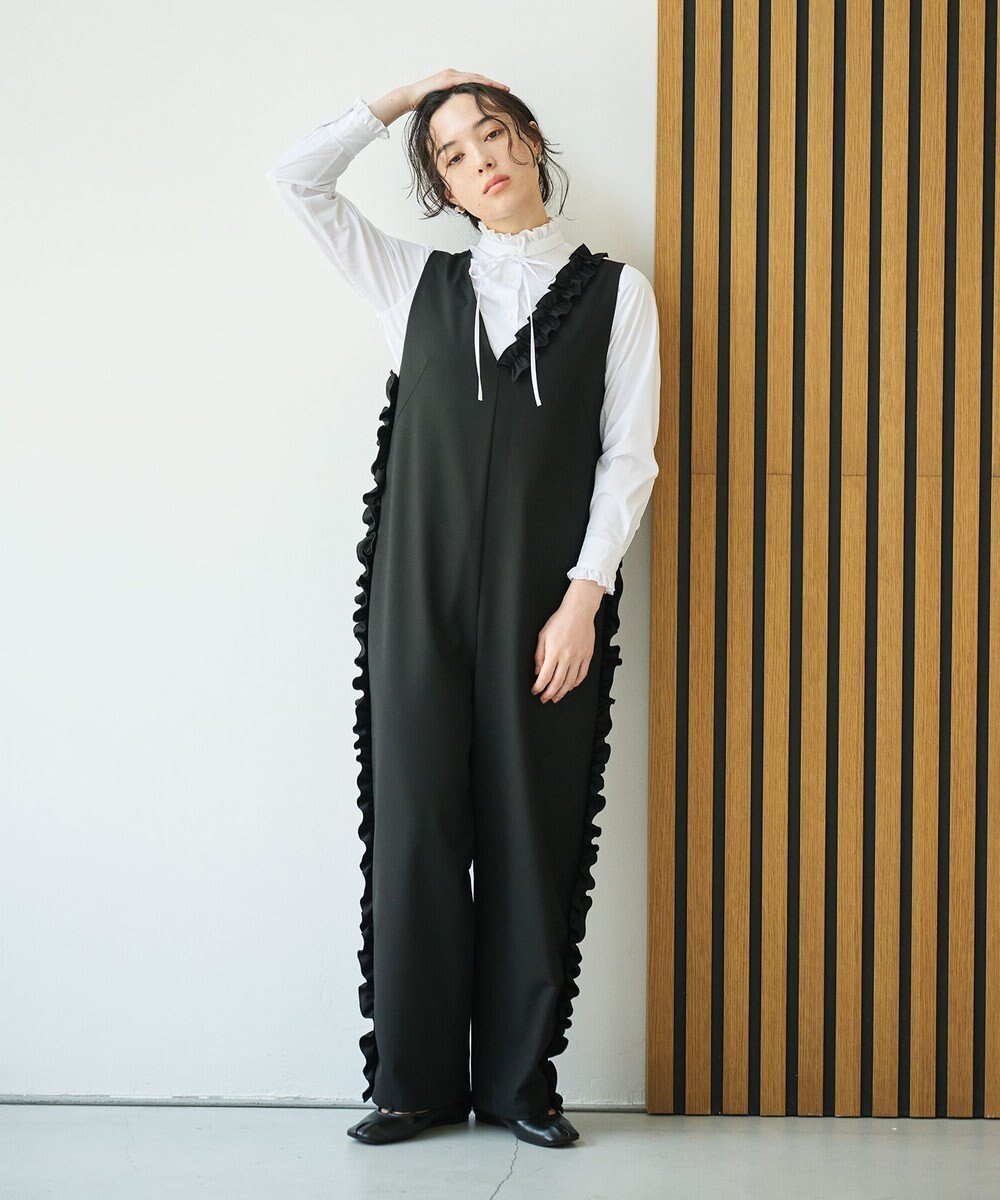 【ハッシュニュアンス/#Newans】の【洗濯機可能/ストレッチ】ホイップクリームオールインワン インテリア・キッズ・メンズ・レディースファッション・服の通販 founy(ファニー) ファッション Fashion レディースファッション Fashion for Women ワンピース Dresses オールインワン・ワンピース Dresses and Jumpsuits サロペット&オールインワン Dungarees & Jumpsuit Styles アクセサリー Fashion Accessories コンパクト Compact, Small Size ストレッチ Stretch, Stretchy Fabric フリル Frill, Ruffle 洗える Machine Washable ブラック|ID: prp329100004551263 ipo3291000000034365054