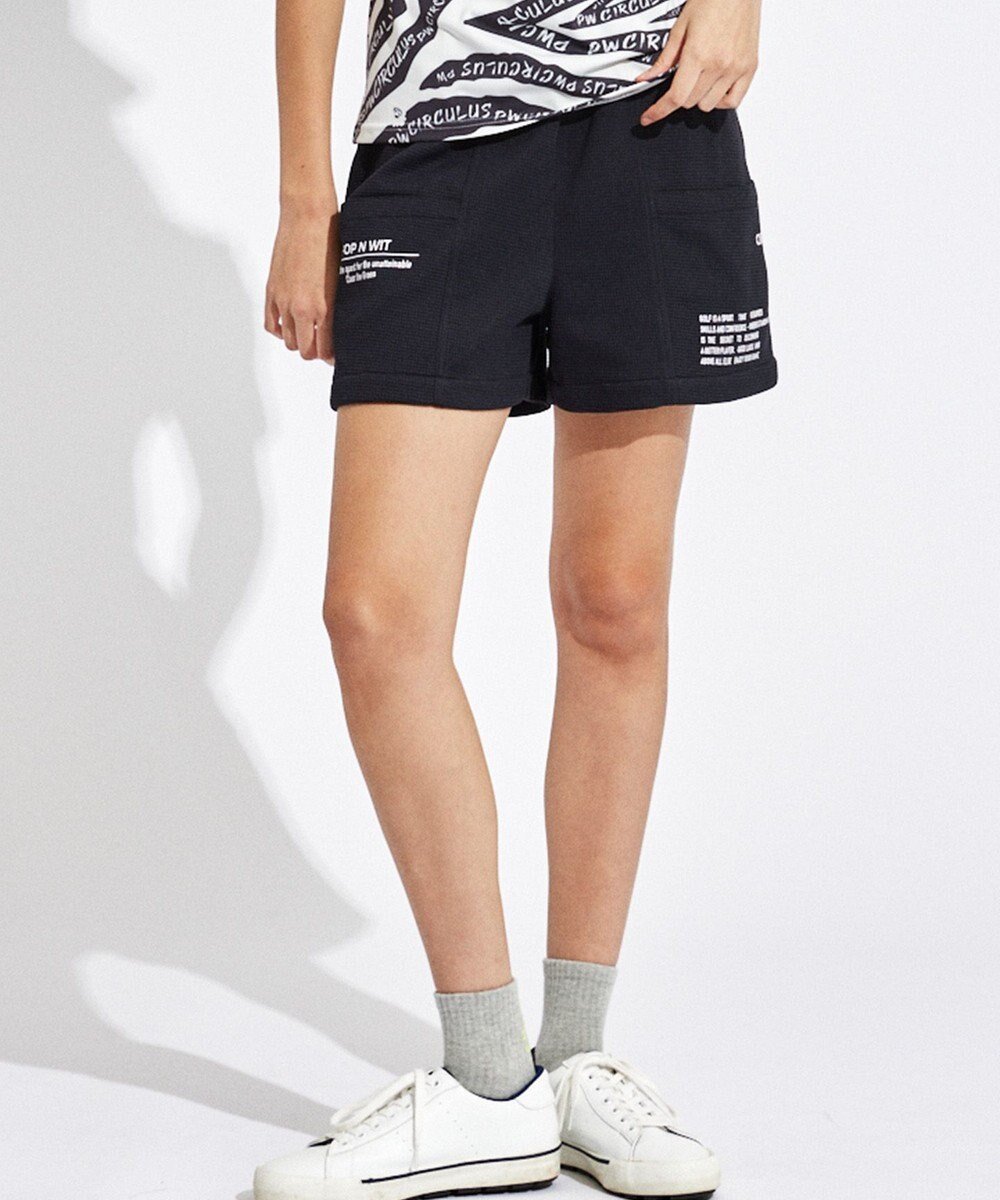 【ピーダブリュサーキュラス/PW CIRCULUS】の【WOMEN】ワッフルショーツ ゴルフウェア レディース インテリア・キッズ・メンズ・レディースファッション・服の通販 founy(ファニー) 　ファッション　Fashion　レディースファッション　Fashion for Women　パンツ　Pants & Trousers　クール　Cool, Chic　ゴルフ　Golf　ショーツ　Shorts, Short Pants　スポーティ　Sporty, Casual Athletic　プリント　Print, Printed Pattern　ポケット　Pocket, Pocket Detail　ワッフル　Waffle, Waffle Knit　夏　Summer　春　Spring　S/S・春夏　SS, Spring/Summer, Warm Season　ブラック系|ID: prp329100004551313 ipo3291000000034221487