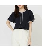 【エニィ スィス/any SiS】の【洗える】バイカラーフレア ブラウス ネイビー|ID: prp329100004551478 ipo3291000000034295436