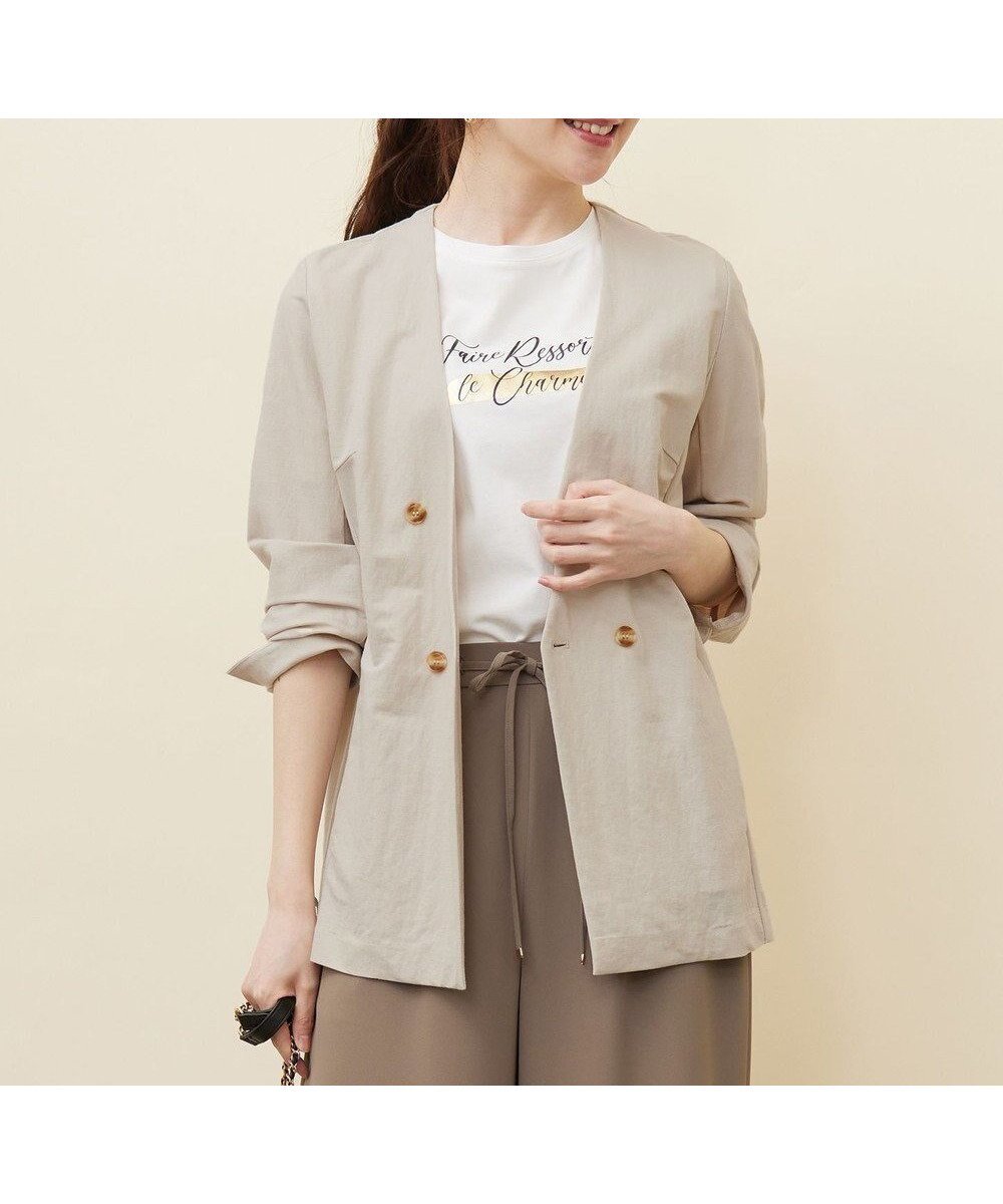 【エニィ スィス/any SiS】の【洗える】ノーカラーライト ジャケット インテリア・キッズ・メンズ・レディースファッション・服の通販 founy(ファニー) 　ファッション　Fashion　レディースファッション　Fashion for Women　アウター　Coat / Outerwear Collection　レディースジャケット・軽アウター　Jackets　ノーカラージャケット / シンプル上品コーデ　Collarless Jackets　おすすめ　Recommended / Our Picks　カーディガン　Cardigan, Knitwear　ジャケット　Jacket, Outerwear　ストレッチ　Stretch, Stretchy Fabric　スリット　Slit, Slit Detail　デニム　Denim, Jeans Material　ボトム　Bottoms, Lower Wear　夏　Summer　旅行　Travel　春　Spring　S/S・春夏　SS, Spring/Summer, Warm Season　洗える　Machine Washable　アイボリーベージュ|ID: prp329100004551550 ipo3291000000032650426