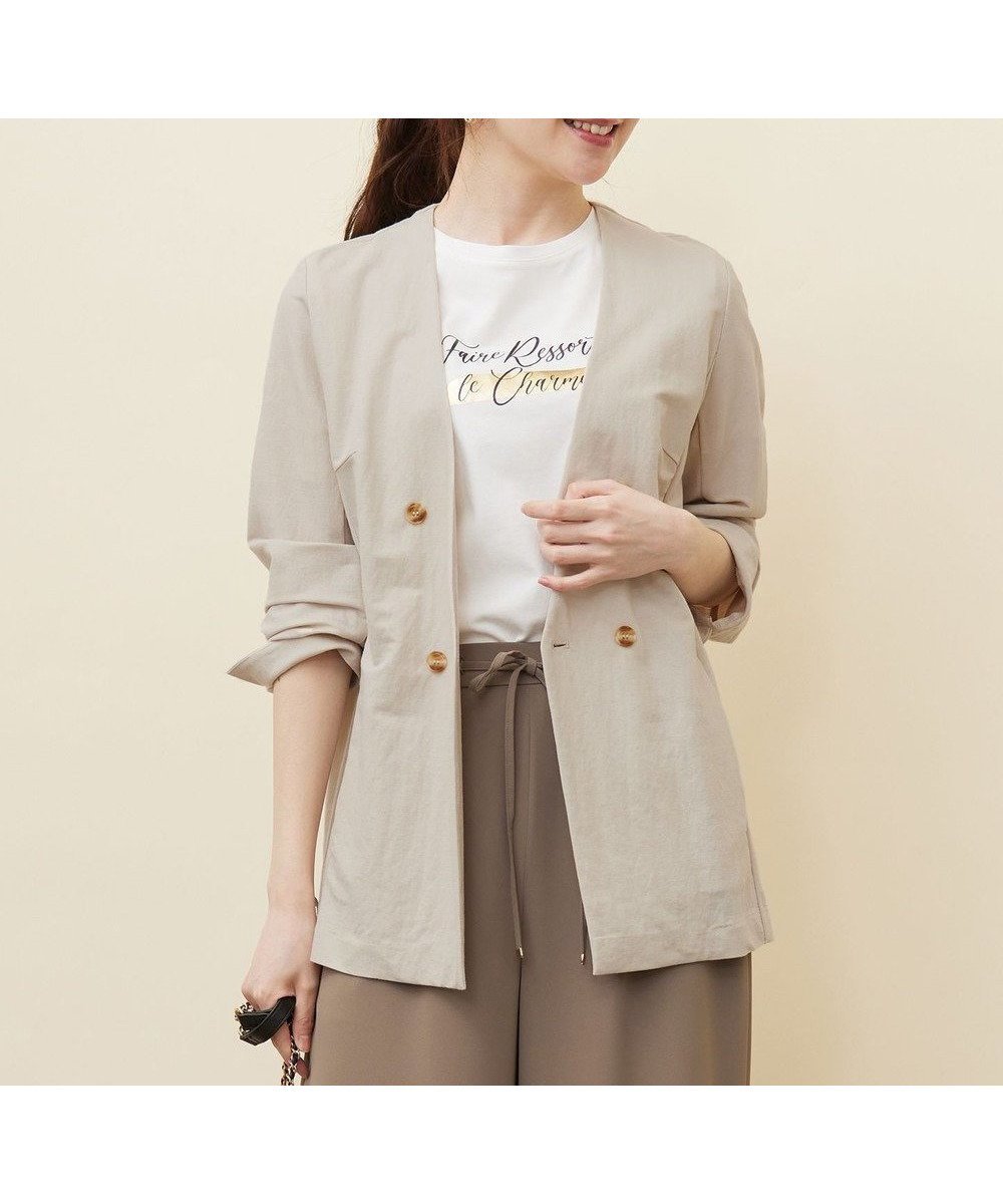 【エニィ スィス/any SiS】の【洗える】ノーカラーライト ジャケット インテリア・キッズ・メンズ・レディースファッション・服の通販 founy(ファニー) 　ファッション　Fashion　レディースファッション　Fashion for Women　アウター　Coat / Outerwear Collection　レディースジャケット・軽アウター　Jackets　ノーカラージャケット / シンプル上品コーデ　Collarless Jackets　おすすめ　Recommended / Our Picks　カーディガン　Cardigan, Knitwear　ジャケット　Jacket, Outerwear　ストレッチ　Stretch, Stretchy Fabric　スリット　Slit, Slit Detail　デニム　Denim, Jeans Material　ボトム　Bottoms, Lower Wear　夏　Summer　旅行　Travel　春　Spring　S/S・春夏　SS, Spring/Summer, Warm Season　洗える　Machine Washable　アイボリーベージュ|ID: prp329100004551550 ipo3291000000033709323