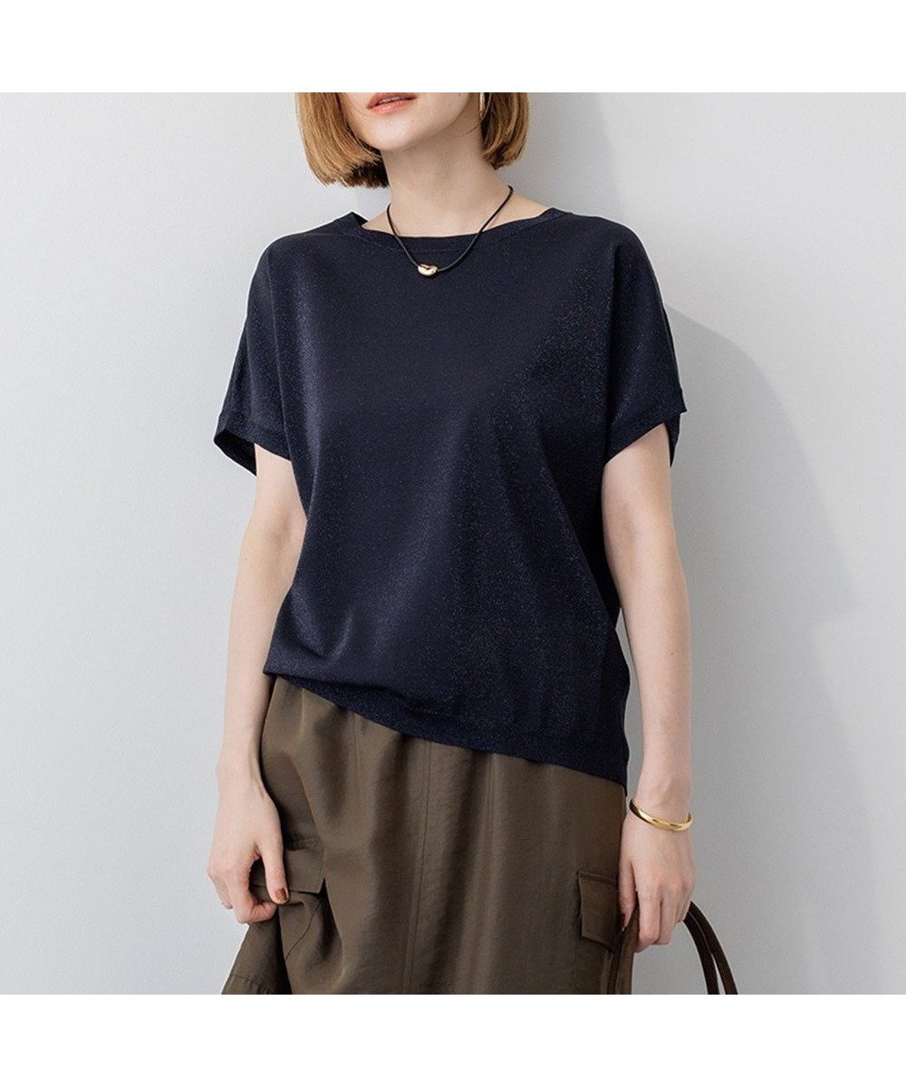 【23区/NIJYUSANKU】の【洗える】レーヨンポリエステルストレッチ プルオーバー ラメニット インテリア・キッズ・メンズ・レディースファッション・服の通販 founy(ファニー) 　ファッション　Fashion　レディースファッション　Fashion for Women　トップス・カットソー　Cut & Sew Tops　ニット　Knit Tops & Sweaters　カジュアルプルオーバー・ニットトップス　Pullovers & Knit Tops / Casual Pullovers　春　Spring　洗える　Machine Washable　ジャケット　Jacket, Outerwear　ストレッチ　Stretch, Stretchy Fabric　セーター　Sweater, Knitwear　トレンド　Trend, Trending Now　定番　Standard, Basic Item　人気　Popular, Best Seller　リラックス　Relax, Relaxed Fit　S/S・春夏　SS, Spring/Summer, Warm Season　夏　Summer　エレガント 上品　Elegant　ビジネス 仕事 通勤　Business / Work / Commuting　2025年　2025　2025春夏・S/S　Spring/Summer 2025 SS25　ネイビー系|ID: prp329100004552017 ipo3291000000033570234