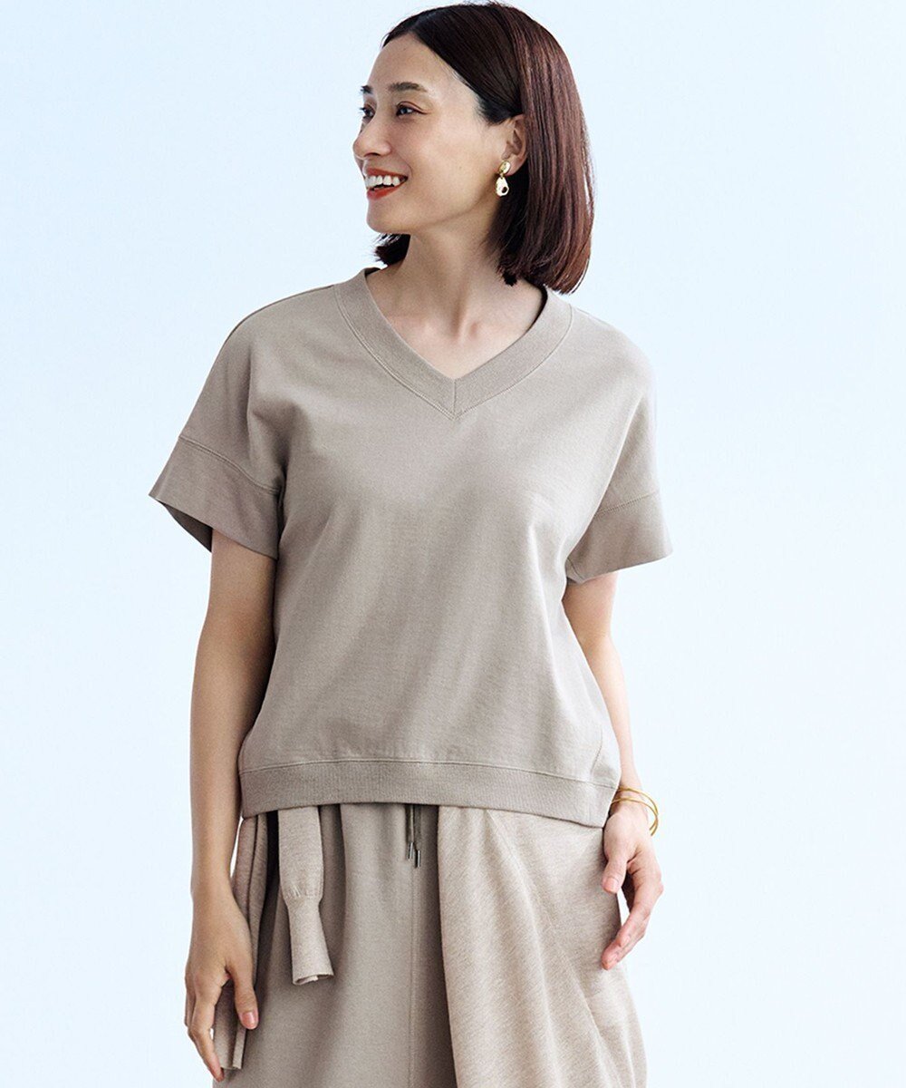 【23区/NIJYUSANKU】の【SLOW/WEB限定】ラスティックテリー Vネック カットソー 人気、トレンドファッション・服の通販 founy(ファニー) 　ファッション　Fashion　レディースファッション　Fashion for Women　トップス・カットソー　Cut & Sew Tops　シャツ・ブラウス・オフィスカジュアル　Elegant Blouses & Button-Ups　ロングTシャツ・Tシャツ　Longline T-Shirts & Tees　カットソー・ベーシックTシャツ　Cut-and-Sewn Tops / Stretch Tees & Basics　Vネックトップス　V-Neck Tops / V-Cut Neckline Shirts　春　Spring　カットソー　Cut and Sewn Top　ランダム　Random, Irregular　S/S・春夏　SS, Spring/Summer, Warm Season　夏　Summer　2025年　2025　2025春夏・S/S　Spring/Summer 2025 SS25　 other-1|ID: prp329100004552074 ipo3291000000032710915