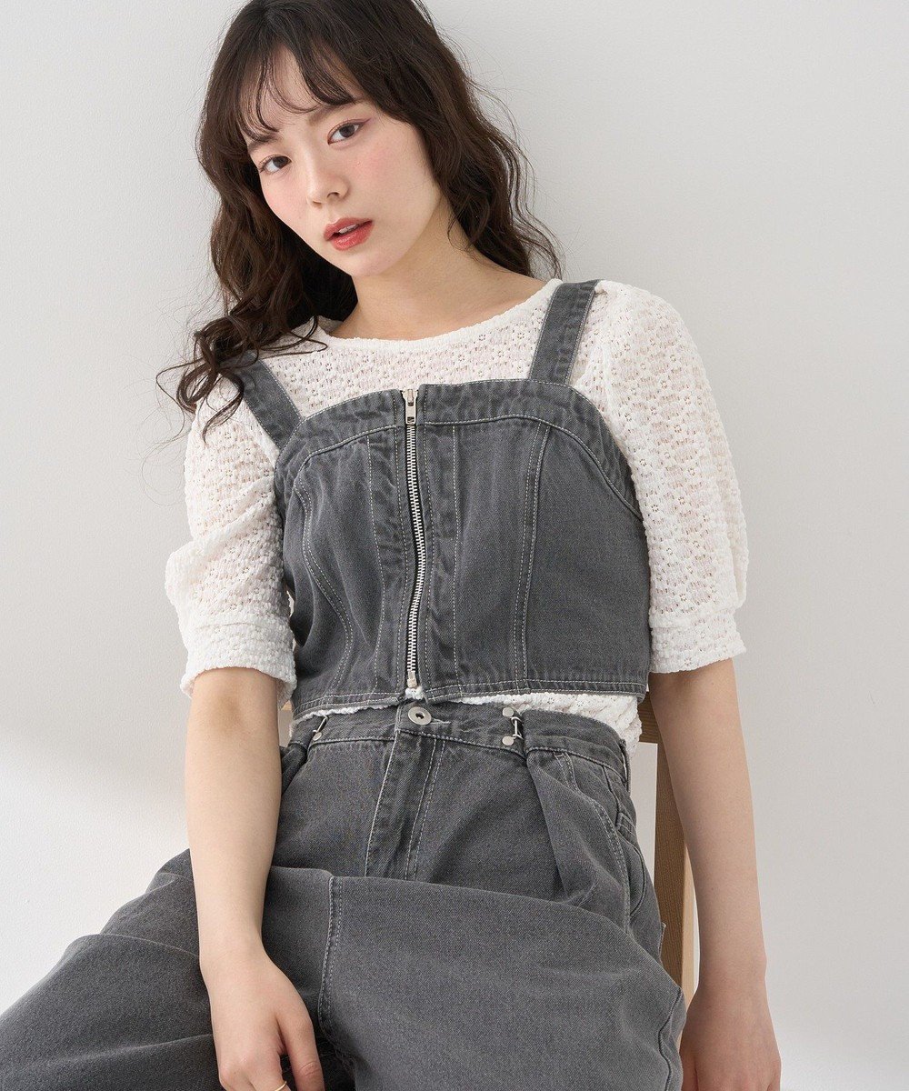 【アースミュージックアンドエコロジー/earth music&ecology】のフロントジップデニムビスチェ インテリア・キッズ・メンズ・レディースファッション・服の通販 founy(ファニー) 　ファッション　Fashion　レディースファッション　Fashion for Women　アウター　Coat / Outerwear Collection　トップス・カットソー　Cut & Sew Tops　ベスト&ジレ / 重ね着スタイル　Vests & Gilets　ビスチェ　Bustiers & Corset Tops / Layered Bustier Style　おすすめ　Recommended / Our Picks　シャーリング　Shirring, Ruched　シンプル　Simple, Minimal　ビスチェ　Bustier, Corset Top　ベスト　Vest, Waistcoat　ポケット　Pocket, Pocket Detail　夏　Summer　春　Spring　S/S・春夏　SS, Spring/Summer, Warm Season　Black|ID: prp329100004552181 ipo3291000000033648132