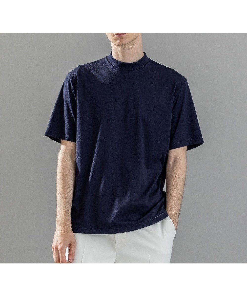 【ジョゼフ オム/JOSEPH HOMME / MEN】の新素材【接触冷感/UVカット】ハイゲージベアスムース モックネックカットソー インテリア・キッズ・メンズ・レディースファッション・服の通販 founy(ファニー) 　ファッション　Fashion　メンズファッション　MEN　トップス・カットソー　Tops/Tshirt/Men　シャツ　Shirts　インナー　Inner　春　Spring　カットソー　Cut And Sew　シンプル　Simple　ジャケット　Jacket　ストレッチ　Stretch　プリント　Print　ベーシック　Basic　半袖　Short Sleeve　S/S・春夏　Ss・Spring/Summer　再入荷　Restock/Back In Stock/Re Arrival　夏　Summer　エレガント 上品　Elegant　ネイビー系|ID: prp329100004553682 ipo3291000000032184798