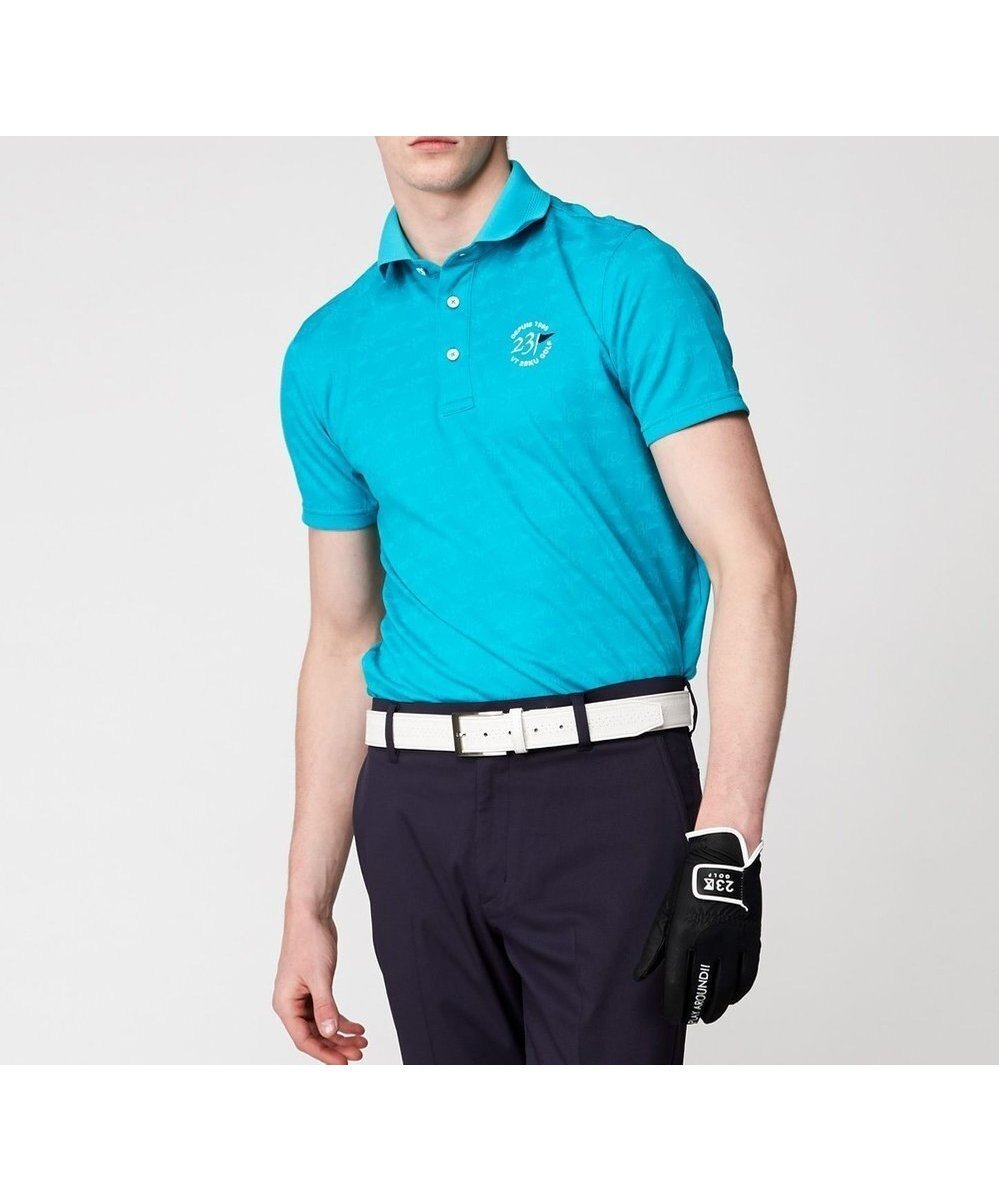 【23区 ゴルフ/23区GOLF / MEN】の【MEN】【吸水速乾・UVケア】ロゴジャガード 半袖ポロシャツ インテリア・キッズ・メンズ・レディースファッション・服の通販 founy(ファニー) 　ファッション　Fashion　メンズファッション　Fashion for Men　トップス・カットソー　Cut & Sew Tops　メンズシャツ　Shirts　ポロシャツ / きれいめカジュアルスタイル　Polo Shirts　ゴルフ　Golf　シンプル　Simple, Minimal　ベーシック　Basic, Essential　ポロシャツ　Polo Shirt, Collared Tee　ラグジュアリー　Luxury, Elegant　半袖　Short Sleeve, Half Sleeve　吸水　Absorbent, Quick-Dry　夏　Summer　春　Spring　S/S・春夏　SS, Spring/Summer, Warm Season　無地　Plain, Solid Color　ターコイズブルー系|ID: prp329100004553692 ipo3291000000033551742