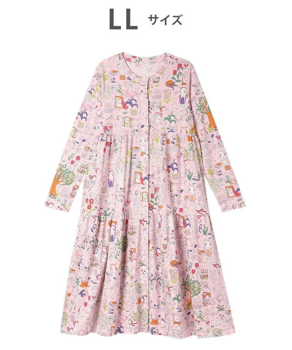 【ツモリチサト スリープ/tsumori chisato SLEEP】のツモリチサト ルームウエア ワンピース 長袖 綿100%(本体) ロング丈(ふくらはぎ付近) UNX533 /ワコール インテリア・キッズ・メンズ・レディースファッション・服の通販 founy(ファニー) 　ファッション　Fashion　レディースファッション　Ladies' Fashion Online　ワンピース　Dress　パジャマ　Pajamas　ポケット　Pocket　ロング　Long　再入荷　Restock/Back In Stock/Re Arrival　長袖　Long Sleeve　ピンク|ID: prp329100004553727 ipo3291000000032676166