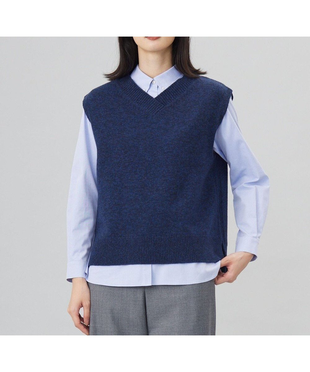 【ジェイ プレス/J.PRESS】の【洗える】MIX COLORED ニット ベスト インテリア・キッズ・メンズ・レディースファッション・服の通販 founy(ファニー) 　ファッション　Fashion　レディースファッション　Ladies' Fashion Online　アウター　Coat Outerwear　トップス・カットソー　Tops/Tshirt　ニット　Knit Tops　ベスト/ジレ　Gilets/Vests　イタリア　Italy　洗える　Washable　スリット　Slit　タートルネック　Turtleneck　ベスト　Vest　ミックス　Mix　A/W・秋冬　Aw・Autumn/Winter・Fw・Fall-Winter　ネイビー系|ID: prp329100004553766 ipo3291000000032558667