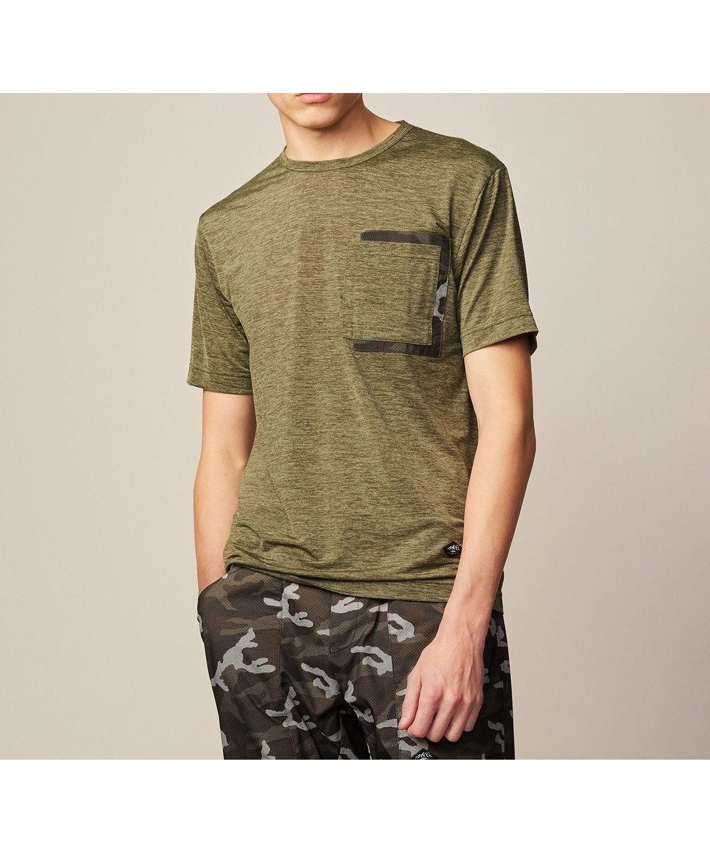 【ジョセフ アブード マウンテン/JOSEPH ABBOUD MOUNTAIN】の【接触冷感・男女兼用】 クールスキンガードTシャツ インテリア・キッズ・メンズ・レディースファッション・服の通販 founy(ファニー) 　ファッション　Fashion　レディースファッション　Ladies' Fashion Online　トップス・カットソー　Tops/Tshirt　シャツ/ブラウス　Shirts/Blouses　ロング / Tシャツ　T-Shirts　カットソー　Cut and Sewn　カットソー　Cut And Sew　カモフラージュ　Camouflage　ストレッチ　Stretch　ポケット　Pocket　メランジ　Melange　レギュラー　Regular　再入荷　Restock/Back In Stock/Re Arrival　夏　Summer　春　Spring　S/S・春夏　Ss・Spring/Summer　軽量　Lightweight　カーキ系|ID: prp329100004553947 ipo3291000000032658624