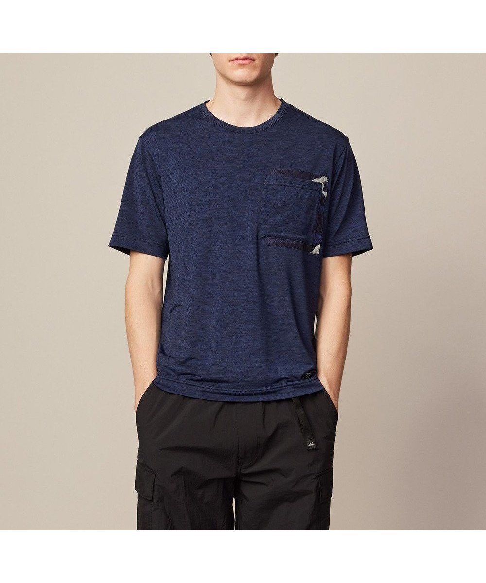 【ジョセフ アブード マウンテン/JOSEPH ABBOUD MOUNTAIN】の【接触冷感・男女兼用】 クールスキンガードTシャツ インテリア・キッズ・メンズ・レディースファッション・服の通販 founy(ファニー) 　ファッション　Fashion　レディースファッション　Ladies' Fashion Online　トップス・カットソー　Tops/Tshirt　シャツ/ブラウス　Shirts/Blouses　ロング / Tシャツ　T-Shirts　カットソー　Cut and Sewn　カットソー　Cut And Sew　カモフラージュ　Camouflage　ストレッチ　Stretch　ポケット　Pocket　メランジ　Melange　レギュラー　Regular　再入荷　Restock/Back In Stock/Re Arrival　夏　Summer　春　Spring　S/S・春夏　Ss・Spring/Summer　軽量　Lightweight　ネイビー系|ID: prp329100004553947 ipo3291000000032658625
