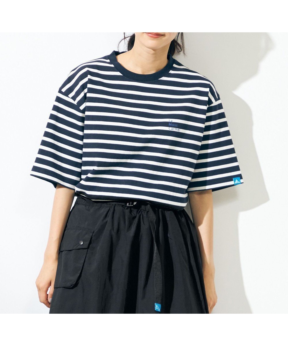 【シェアパーク/SHARE PARK / MEN】の【UNISEX】UVカット ボーダーロゴTシャツ インテリア・キッズ・メンズ・レディースファッション・服の通販 founy(ファニー) 　ファッション　Fashion　レディースファッション　Ladies' Fashion Online　トップス・カットソー　Tops/Tshirt　シャツ/ブラウス　Shirts/Blouses　ロング / Tシャツ　T-Shirts　カットソー　Cut and Sewn　ユニセックス　Unisex　アウトドア　Outdoor　カットソー　Cut And Sew　フレンチ　French　プリント　Print　ボーダー　Border　夏　Summer　春　Spring　S/S・春夏　Ss・Spring/Summer　ブラック|ID: prp329100004553985 ipo3291000000032514768