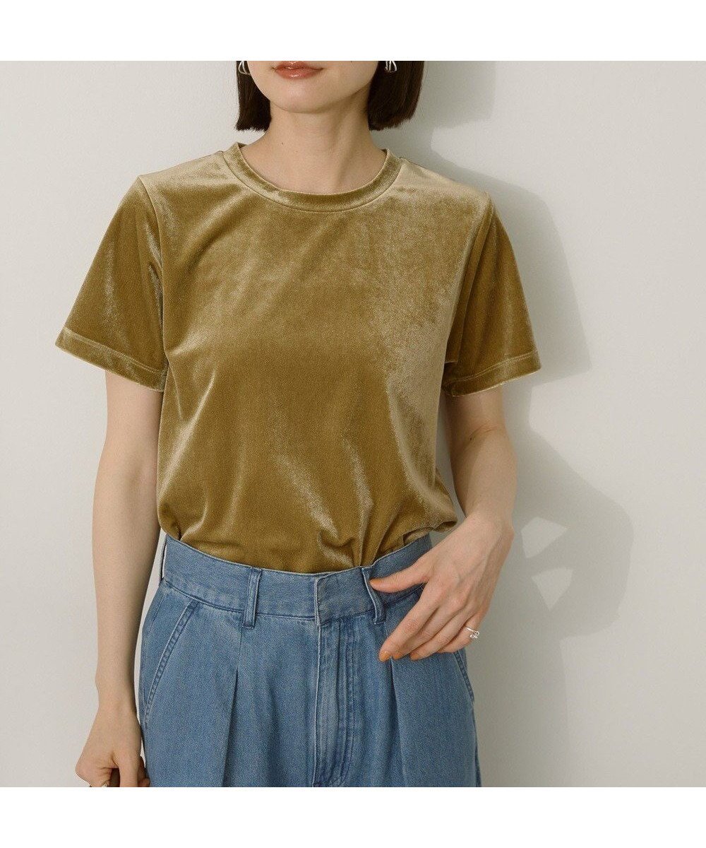 【アメリカンホリック/AMERICAN HOLIC】のベロアTシャツ インテリア・キッズ・メンズ・レディースファッション・服の通販 founy(ファニー) 　ファッション　Fashion　レディースファッション　Fashion for Women　トップス・カットソー　Cut & Sew Tops　シャツ・ブラウス・オフィスカジュアル　Elegant Blouses & Button-Ups　ロングTシャツ・Tシャツ　Longline T-Shirts & Tees　カットソー・ベーシックTシャツ　Cut-and-Sewn Tops / Stretch Tees & Basics　ベロアトップス　Velour Tops / Velvet-Look Items　おすすめ　Recommended / Our Picks　カットソー　Cut and Sewn Top　コンパクト　Compact, Small Size　ベロア　Velour, Soft Velvet　ポケット　Pocket, Pocket Detail　エレガント 上品　Elegant　夏　Summer　春　Spring　S/S・春夏　SS, Spring/Summer, Warm Season　Olive|ID: prp329100004554292 ipo3291000000032735789