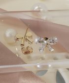 【ティアクラッセ/Tiaclasse】の【金属アレルギー対応・選べる2タイプ】クリスタルリボンピアス ゴールドB|ID: prp329100004554315 ipo3291000000032727878