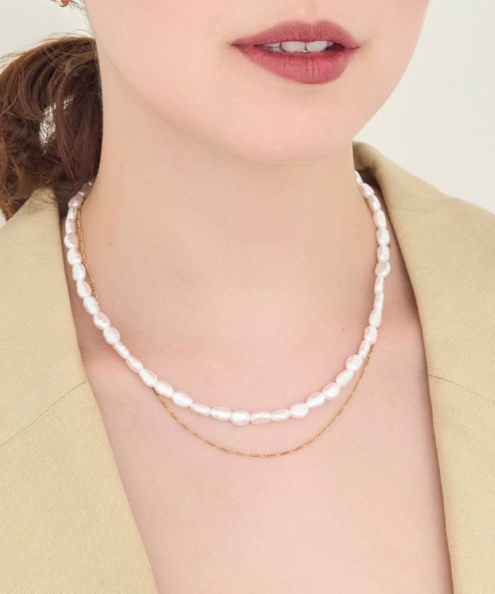 【フィービィー/phoebe】の【金属アレルギー対応】クラシカルパール×チェーン2連ネックレス/サージカルステンレス インテリア・キッズ・メンズ・レディースファッション・服の通販 founy(ファニー) https://founy.com/ ファッション Fashion レディースファッション Fashion for Women ジュエリー Jewelry ネックレス Necklaces & Pendants アクセサリー Fashion Accessories クラシカル Classical, Vintage-Inspired シンプル Simple, Minimal スウェット / スエット Sweatshirt, Sweatwear チェーン Chain, Chain Strap トレンド Trend, Trending Now ネックレス Necklace, Pendant Necklace パール Pearl, Pearl Accent フォーマル Formal, Dressy エレガント 上品 Elegant |ID: prp329100004554359 ipo3291000000032727956