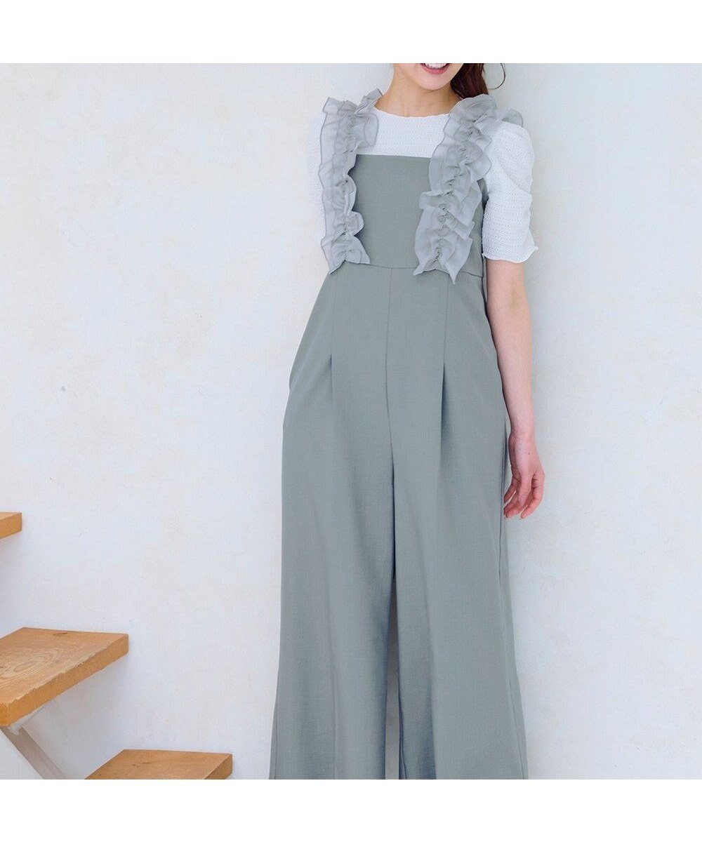 【フェルゥ/Feroux】の【洗える】フリルショルダー サロペット インテリア・キッズ・メンズ・レディースファッション・服の通販 founy(ファニー) 　ファッション　Fashion　レディースファッション　Ladies' Fashion Online　ワンピース　Dress　オールインワン ワンピース　All In One Dress　サロペット　Salopette　オケージョン　Occasion　春　Spring　洗える　Washable　サロペット　Overalls　シャーリング　Shirring　ショルダー　Shoulder　ストレート　Straight　トレンド　Trend　ハイヒール　High Heels　フィット　Fit　フェミニン　Feminine　フリル　Frills　ポケット　Pocket　ワイド　Wide　S/S・春夏　Ss・Spring/Summer　おすすめ　Recommend　夏　Summer　エレガント 上品　Elegant　ビジネス 仕事 通勤　Business　ライトグレー系|ID: prp329100004554361 ipo3291000000032188857