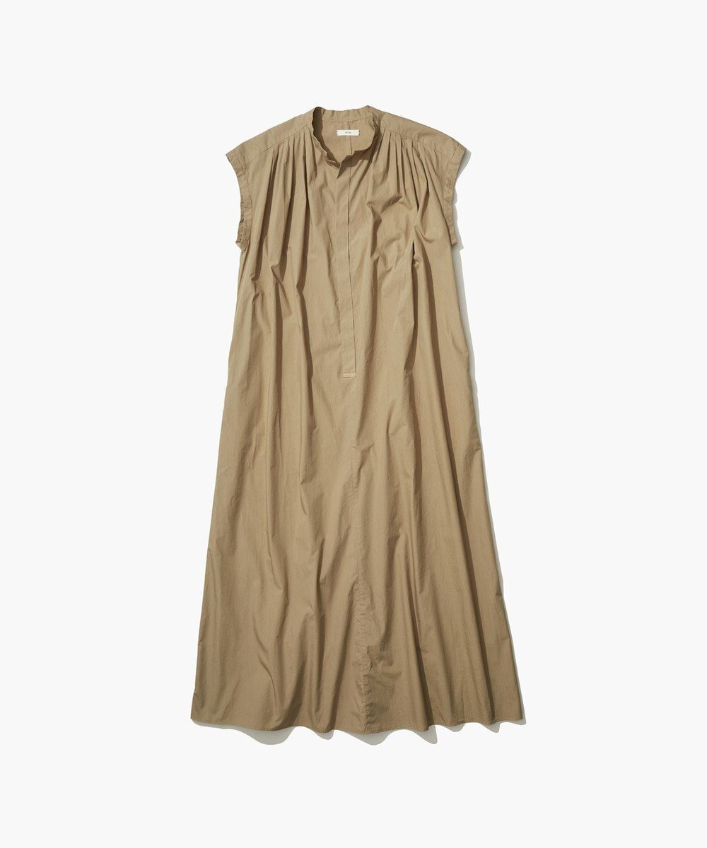 【エイトン/ATON】のNATURAL DYED COTTON LAWN タックドレス インテリア・キッズ・メンズ・レディースファッション・服の通販 founy(ファニー) 　ファッション　Fashion　レディースファッション　WOMEN　ワンピース　Dress　ドレス　Party Dresses　春　Spring　カリフォルニア　California　スタンド　Stand　スリーブ　Sleeve　スーピマ　Supima　ドレス　Dress　フレンチ　French　ヨーク　Yoke　ロング　Long　S/S・春夏　Ss・Spring/Summer　夏　Summer　エレガント 上品　Elegant　BEIGE|ID: prp329100004554413 ipo3291000000032189121