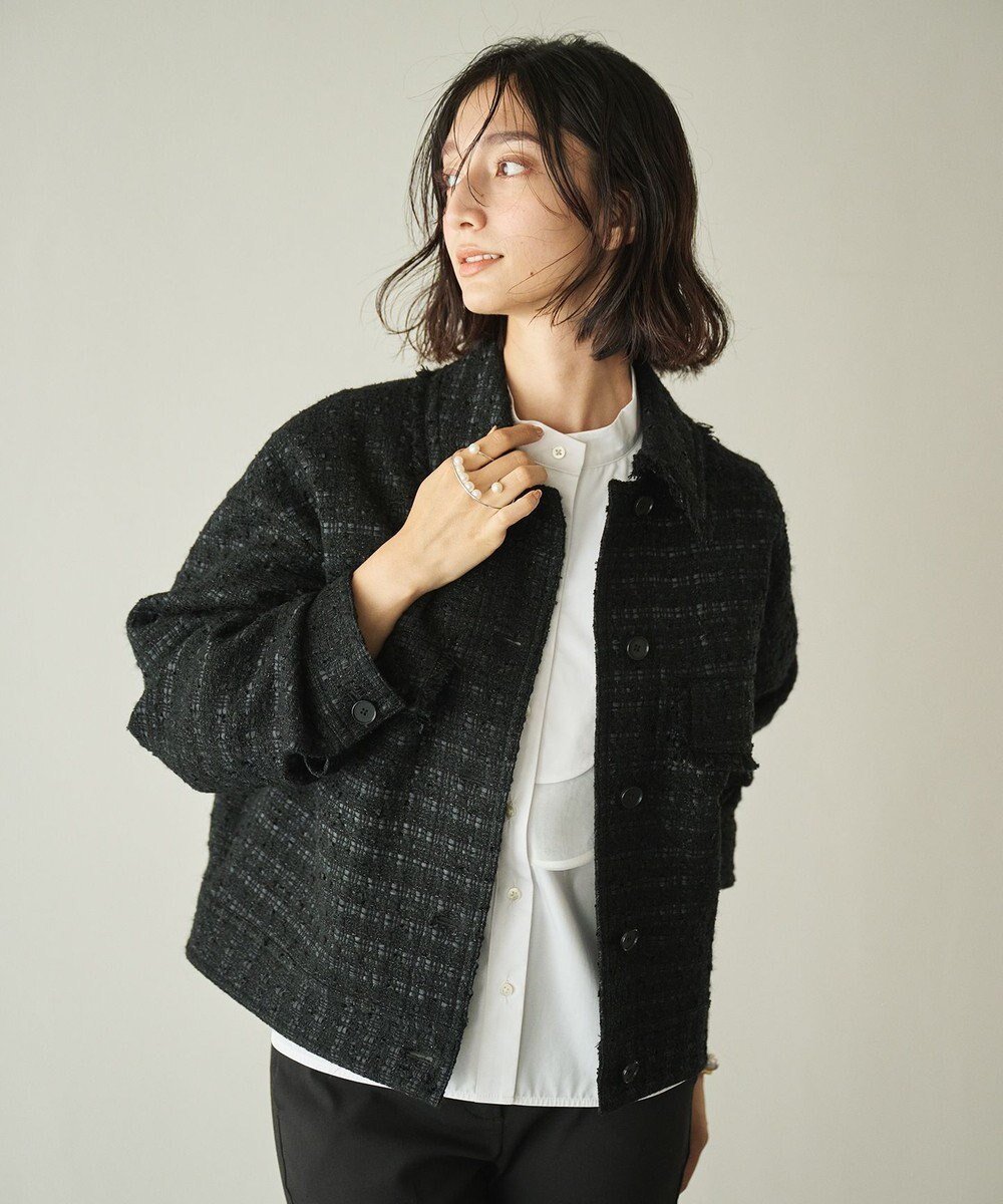 【ハッシュニュアンス/#Newans】のツイードブルゾン インテリア・キッズ・メンズ・レディースファッション・服の通販 founy(ファニー) 　ファッション　Fashion　レディースファッション　Fashion for Women　アウター　Coat / Outerwear Collection　レディースジャケット・軽アウター　Jackets　ブルゾンジャケット・スポーティアウター　Blouson Jackets　ジャケット　Jacket, Outerwear　ツイード　Twill, Twill Weave　ハンド　Hand, Handmade　ブルゾン　Blouson, Bomber Jacket　秋　Autumn　ブラック|ID: prp329100004555665 ipo3291000000035843339