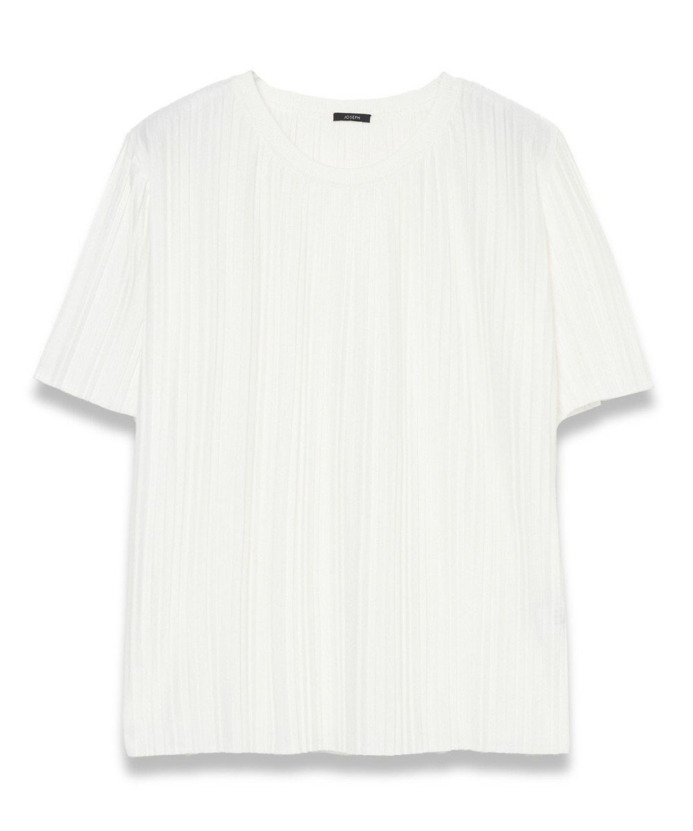 【ジョゼフ/JOSEPH】の【洗える】プリーテッドジャージー ラウンドネックTシャツ インテリア・キッズ・メンズ・レディースファッション・服の通販 founy(ファニー) 　ファッション　Fashion　レディースファッション　Fashion for Women　トップス・カットソー　Cut & Sew Tops　シャツ・ブラウス・オフィスカジュアル　Elegant Blouses & Button-Ups　ロングTシャツ・Tシャツ　Longline T-Shirts & Tees　カットソー・ベーシックTシャツ　Cut-and-Sewn Tops / Stretch Tees & Basics　エレガント 上品　Elegant　カットソー　Cut and Sewn Top　ラウンド　Round, Round Neck　半袖　Short Sleeve, Half Sleeve　洗える　Machine Washable　A/W・秋冬　Autumn/Winter　Ivory|ID: prp329100004555669 ipo3291000000033683791
