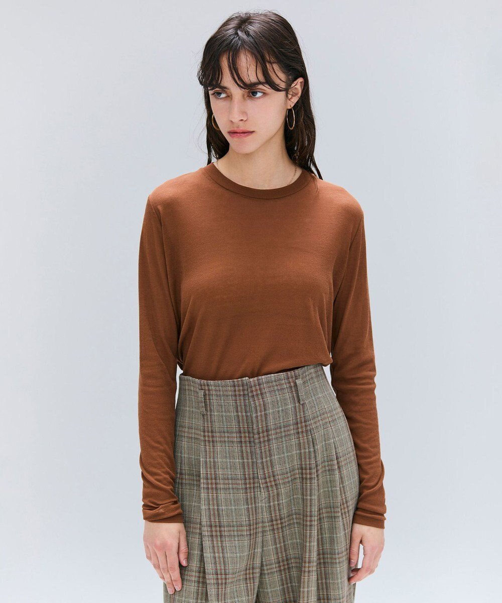 【ベイジ,/BEIGE,】の【洗える】SORE / シアーコットンクルーネックカットソー インテリア・キッズ・メンズ・レディースファッション・服の通販 founy(ファニー) 　ファッション　Fashion　レディースファッション　Fashion for Women　トップス・カットソー　Cut & Sew Tops　シャツ・ブラウス・オフィスカジュアル　Elegant Blouses & Button-Ups　ロングTシャツ・Tシャツ　Longline T-Shirts & Tees　カットソー・ベーシックTシャツ　Cut-and-Sewn Tops / Stretch Tees & Basics　インナー　Innerwear　カットソー　Cut and Sewn Top　シアー　Sheer, See-Through　ジャケット　Jacket, Outerwear　フィット　Fit, Slim Fit　人気　Popular, Best Seller　ビジネス 仕事 通勤　Business / Work / Commuting　夏　Summer　定番　Standard, Basic Item　S/S・春夏　SS, Spring/Summer, Warm Season　洗える　Machine Washable　A/W・秋冬　Autumn/Winter　Brown|ID: prp329100004555698 ipo3291000000033685901