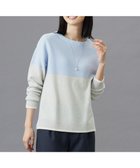 【ジェイ プレス/J.PRESS】の【WEB限定カラーあり・洗える】CAT ボートネック ブロッキング ニット ライラックブルー×ライトグレー×オフ系|ID: prp329100004555707 ipo3291000000032651693