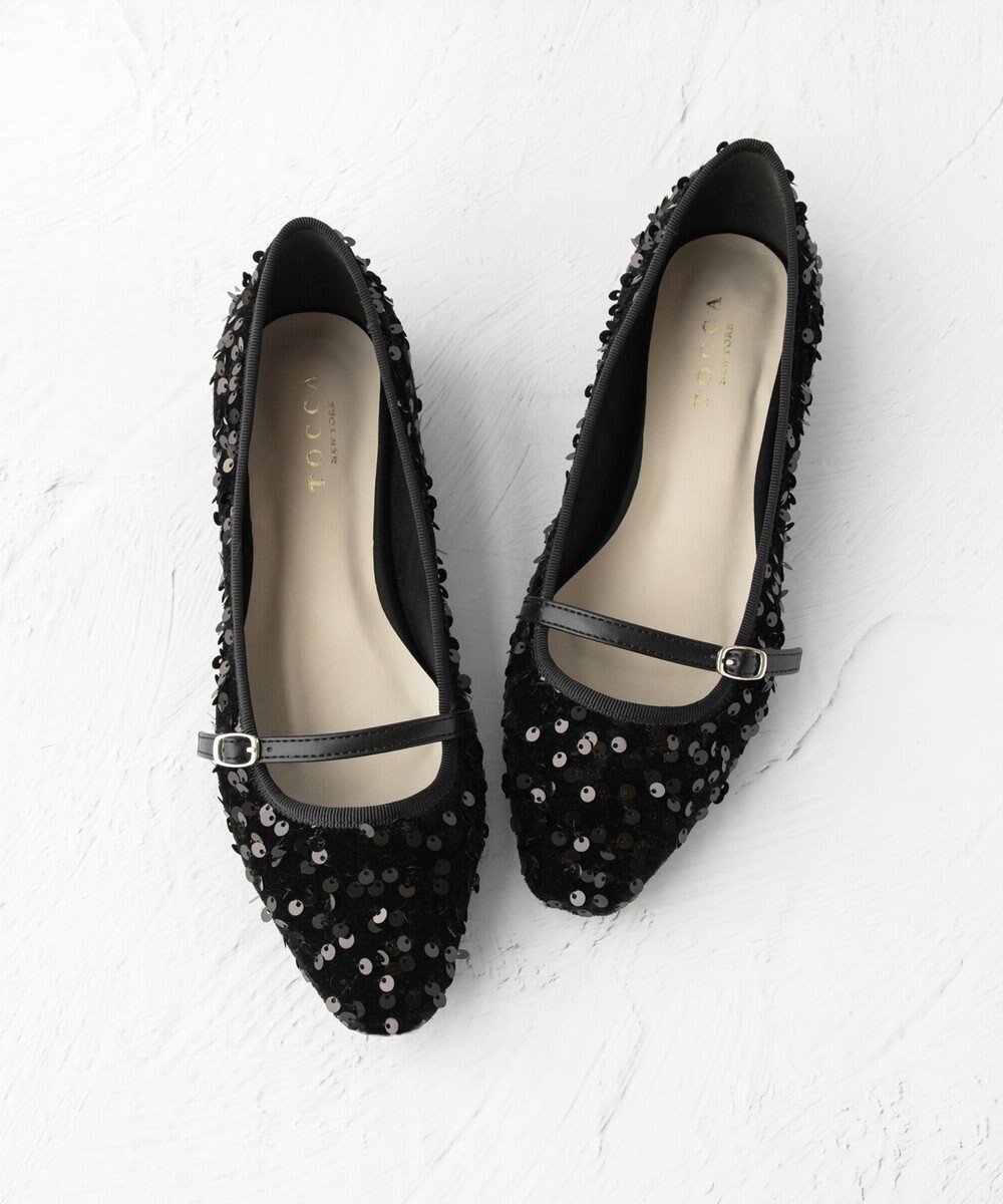 【トッカ/TOCCA】のSPANGLE PUMPS パンプス インテリア・キッズ・メンズ・レディースファッション・服の通販 founy(ファニー) 　ファッション　Fashion　レディースファッション　Fashion for Women　2024年　2024　2024-2025秋冬・A/W　Autumn/Winter 2024–25 AW24–25　冬　Winter / This Winter　おすすめ　Recommended / Our Picks　シューズ　Shoes, Footwear　スパンコール　Sequins, Sequin Embellishment　デニム　Denim, Jeans Material　トレンド　Trend, Trending Now　バレエ　Ballet, Ballet Style　フェミニン　Feminine, Girly　ラップ　Wrap, Wrap Design　A/W・秋冬　Autumn/Winter　ブラック系|ID: prp329100004555710 ipo3291000000035712269
