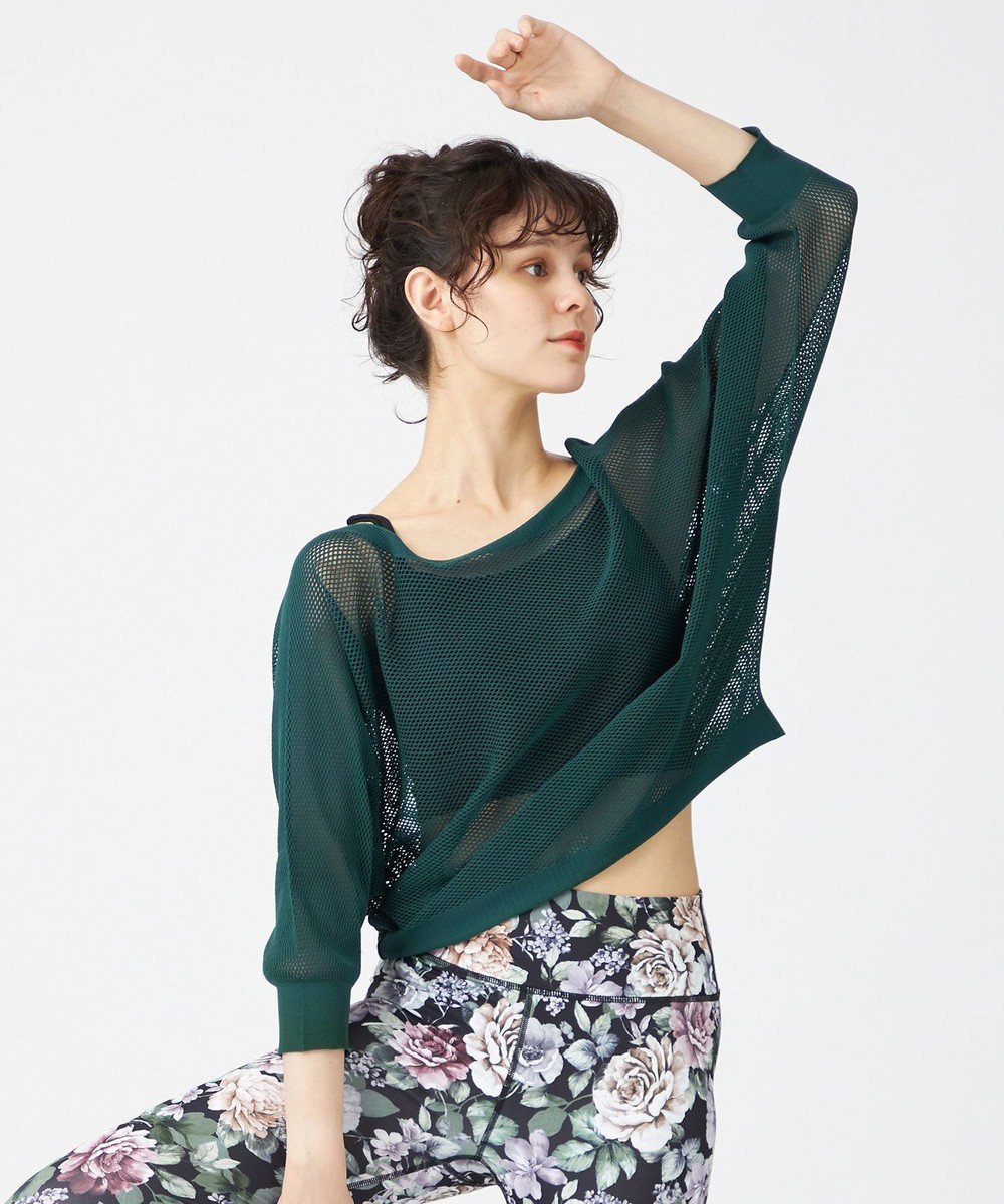 【チャコット/Chacott】のChacott BALANCE【ノーソーイングニット】7分袖メッシュニットTシャツ インテリア・キッズ・メンズ・レディースファッション・服の通販 founy(ファニー) 　ファッション　Fashion　レディースファッション　Fashion for Women　トップス・カットソー　Cut & Sew Tops　ニット　Knit Tops & Sweaters　シャツ・ブラウス・オフィスカジュアル　Elegant Blouses & Button-Ups　ロングTシャツ・Tシャツ　Longline T-Shirts & Tees　インナー　Innerwear　秋　Autumn　キャミソール　Camisole, Spaghetti Strap Top　軽量　Lightweight, Ultra Light　ストレッチ　Stretch, Stretchy Fabric　人気　Popular, Best Seller　フィット　Fit, Slim Fit　メッシュ　Mesh, Net Fabric　おすすめ　Recommended / Our Picks　グリーン|ID: prp329100004555713 ipo3291000000033682668