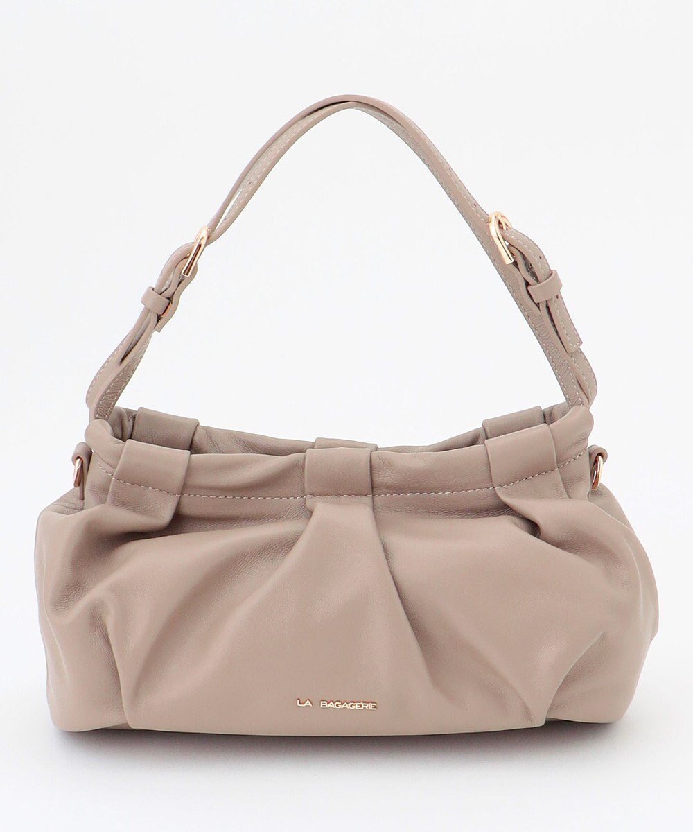 【ラ バガジェリー/LA BAGAGERIE】のシープレザー ギャザーミニバッグ インテリア・キッズ・メンズ・レディースファッション・服の通販 founy(ファニー) 　ファッション　Fashion　レディースファッション　Fashion for Women　バッグ　Bags　なめらか　Smooth, Silky Texture　ギャザー　Gathered, Ruffled　スマート　Smart, Elegant　ポケット　Pocket, Pocket Detail　グレージュ|ID: prp329100004555729 ipo3291000000033669159