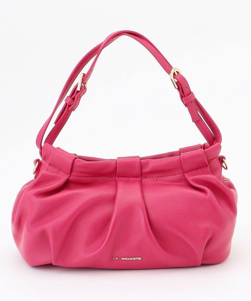 【ラ バガジェリー/LA BAGAGERIE】のシープレザー ギャザーミニバッグ インテリア・キッズ・メンズ・レディースファッション・服の通販 founy(ファニー) 　ファッション　Fashion　レディースファッション　Fashion for Women　バッグ　Bags　なめらか　Smooth, Silky Texture　ギャザー　Gathered, Ruffled　スマート　Smart, Elegant　ポケット　Pocket, Pocket Detail　ピンク|ID: prp329100004555729 ipo3291000000033669161