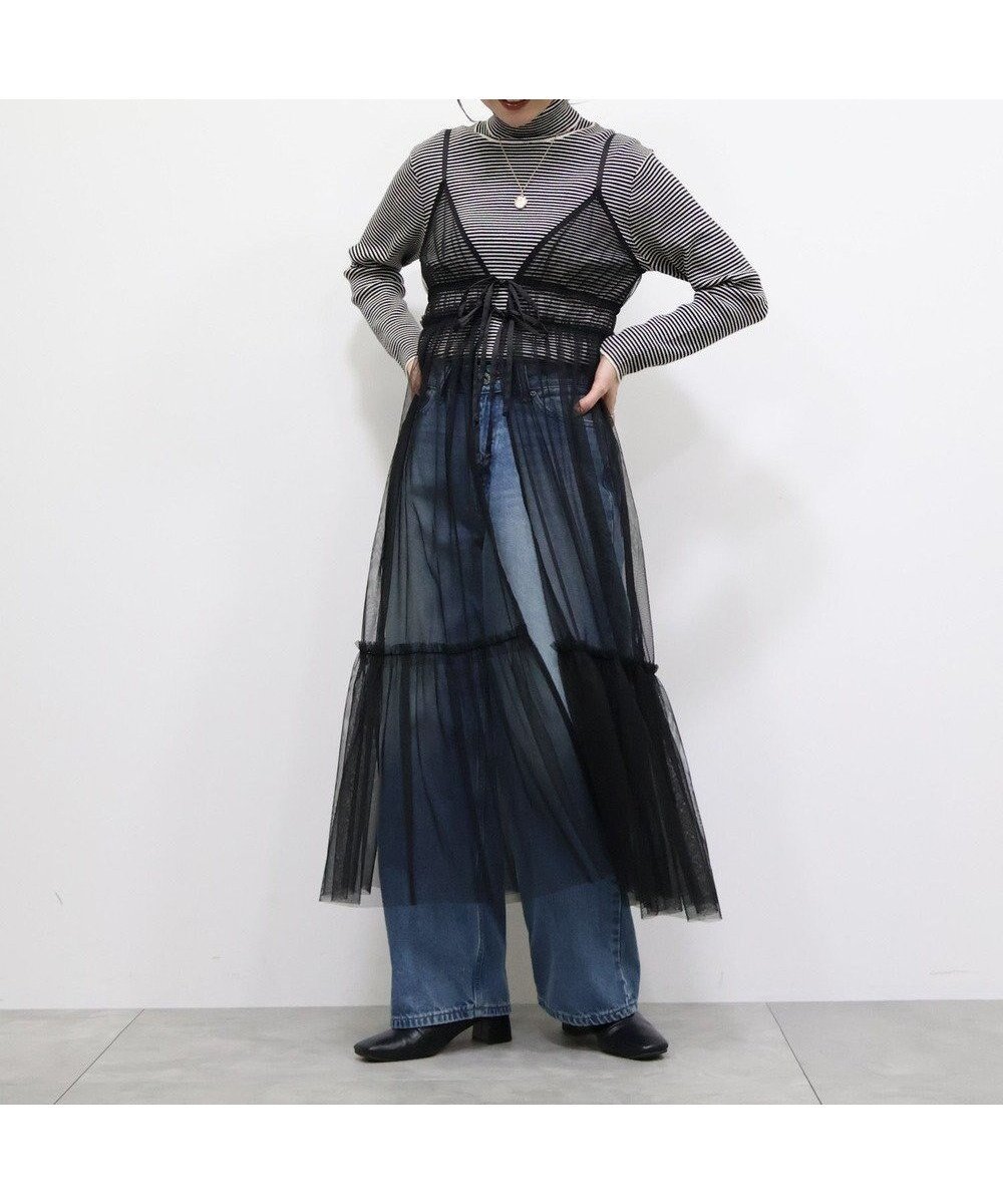 【アメリカンホリック/AMERICAN HOLIC】のティアードチュールワンピース インテリア・キッズ・メンズ・レディースファッション・服の通販 founy(ファニー) 　ファッション　Fashion　レディースファッション　Fashion for Women　ワンピース　Dresses　インナー　Innerwear　ダブル　Double, Double-Breasted　チュール　Tulip, Tulip Motif　ティアード　Tiered, Tiered Style　フロント　Front, Front Design　リボン　Ribbon, Bow　A/W・秋冬　Autumn/Winter　Black|ID: prp329100004555839 ipo3291000000033411282