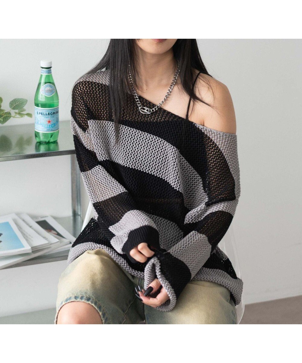 【ウィゴー/WEGO】のオフショルメッシュニット 人気、トレンドファッション・服の通販 founy(ファニー) 　ファッション　Fashion　レディースファッション　WOMEN　トップス・カットソー　Tops/Tshirt　ニット　Knit Tops　おすすめ　Recommend　インナー　Inner　キャミ　Cami　スマホ　Smartphone　セーター　Sweater　タンク　Tank　トレンド　Trend　ハーフ　Half　ボトム　Bottom　ボーダー　Border　メッシュ　Mesh　ロング　Long　夏　Summer　春　Spring　S/S・春夏　Ss・Spring/Summer　長袖　Long Sleeve　 other-1|ID: prp329100004555972 ipo3291000000032200426
