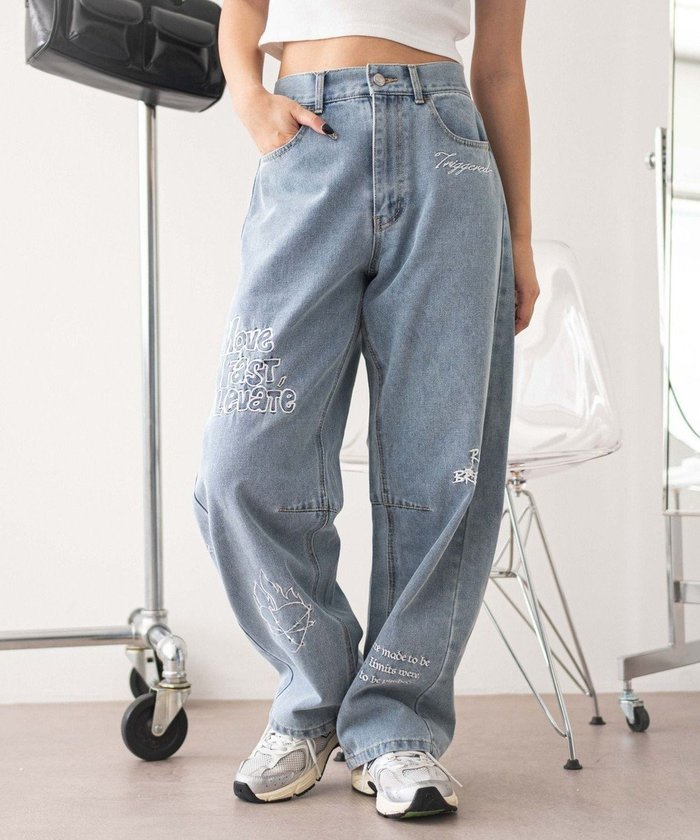 【ウィゴー/WEGO】の刺繍ロゴバレルレッグパンツ インテリア・キッズ・メンズ・レディースファッション・服の通販 founy(ファニー) https://founy.com/ ファッション Fashion レディースファッション WOMEN パンツ Pants デニムパンツ Denim Pants 春 Spring 秋 Autumn/Fall ショート Short ジップ Zip ストレート Straight スマホ Smartphone デニム Denim トレンド Trend 冬 Winter S/S・春夏 Ss・Spring/Summer 再入荷 Restock/Back In Stock/Re Arrival おすすめ Recommend 夏 Summer |ID: prp329100004555977 ipo3291000000032258552