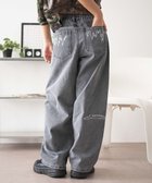 【ウィゴー/WEGO】の刺繍ロゴバレルレッグパンツ デニムブラック|ID: prp329100004555977 ipo3291000000032728364