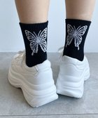 【ウィゴー/WEGO】のバックバタフライクルーソックス ブラック|ID: prp329100004555989 ipo3291000000032200564