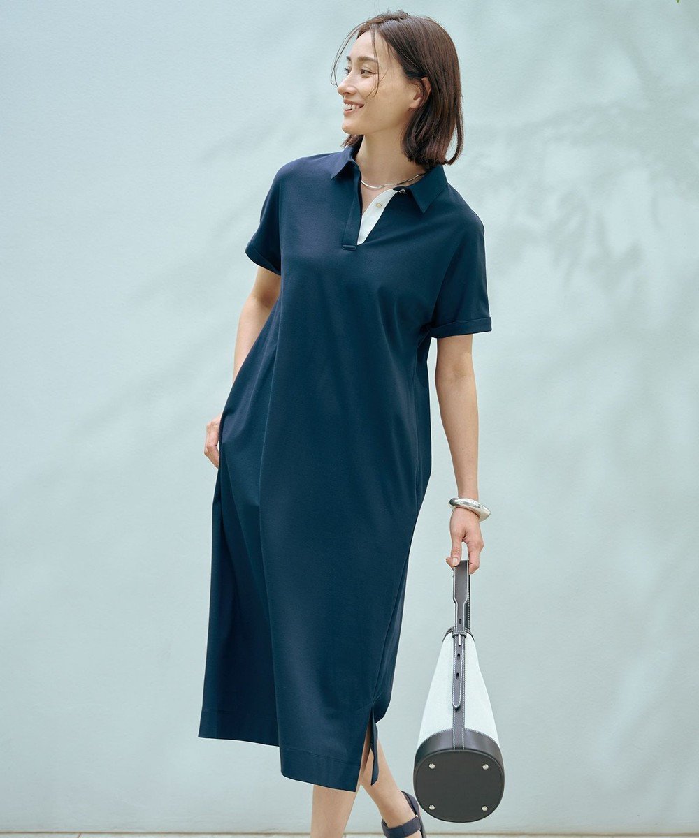 【ジェイ プレス/J.PRESS】の【WEB限定カラーあり・洗える】コンパクトコットンスムース ポロワンピース インテリア・キッズ・メンズ・レディースファッション・服の通販 founy(ファニー) 　ファッション　Fashion　レディースファッション　Fashion for Women　ワンピース　Dresses　オレンジ　Orange　春　Spring　洗える　Machine Washable　カットソー　Cut and Sewn Top　メタル　Metal, Metal Parts　リラックス　Relax, Relaxed Fit　S/S・春夏　SS, Spring/Summer, Warm Season　夏　Summer　ネイビー系|ID: prp329100004556010 ipo3291000000032643606