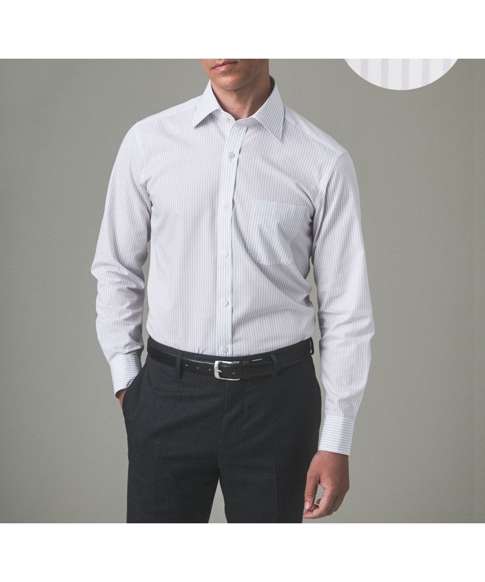 【五大陸/gotairiku / MEN】の【形態安定】PREMIUMPLEATS_セミワイドカラー 通年ドレスシャツ(ストライプ) インテリア・キッズ・メンズ・レディースファッション・服の通販 founy(ファニー) 　ファッション　Fashion　メンズファッション　Fashion for Men　トップス・カットソー　Cut & Sew Tops　メンズシャツ　Shirts　ストライプ　Stripe, Striped Pattern　スーピマ　Supima, Premium Cotton　ドレス　Dress, One-Piece　レギュラー　Regular, Standard Fit　ワイド　Wide, Wide Fit　A/W・秋冬　Autumn/Winter　S/S・春夏　SS, Spring/Summer, Warm Season　夏　Summer　ライトグレーストライプ|ID: prp329100004556811 ipo3291000000033708231