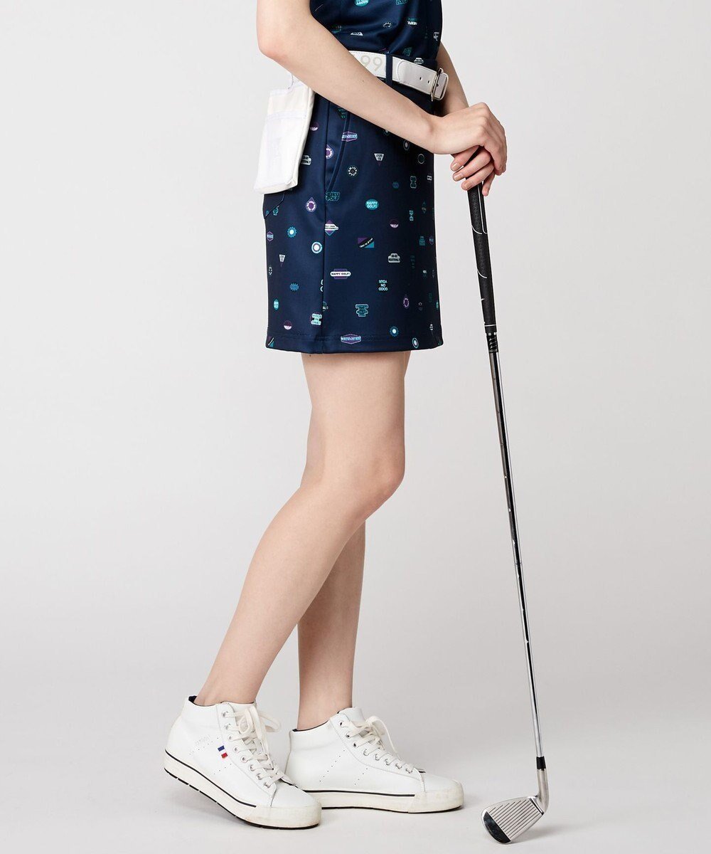 【23区 ゴルフ/NIJYUSANKU GOLF】の【WOMEN】【吸水速乾】ステッカープリント スカート インテリア・キッズ・メンズ・レディースファッション・服の通販 founy(ファニー) 　ファッション　Fashion　レディースファッション　Fashion for Women　スカート　Skirts　ゴルフ　Golf　おすすめ　Recommended / Our Picks　ダブル　Double, Double-Breasted　プリント　Print, Printed Pattern　ポロシャツ　Polo Shirt, Collared Tee　モックネック　Mock Neck, Short Turtleneck　再入荷　Restock / Back in Stock　吸水　Absorbent, Quick-Dry　夏　Summer　春　Spring　S/S・春夏　SS, Spring/Summer, Warm Season　鹿の子　Piqué, Kanoko Fabric　ネイビー系5|ID: prp329100004556876 ipo3291000000033032202