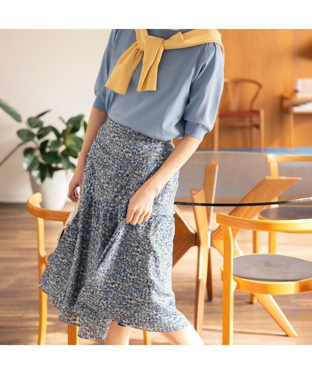 【組曲/KUMIKYOKU】のフラワーレイヤープリント ギャザースカート インテリア・キッズ・メンズ・レディースファッション・服の通販 founy(ファニー) 　ファッション　Fashion　レディースファッション　Ladies' Fashion Online　スカート　Skirt　ギャザー　Gather　コンパクト　Compact　シアー　Sheer　シューズ　Shoes　スニーカー　Sneakers　チェック　Check　ビンテージ　Vintage　フェミニン　Feminine　フラワー　Flower　プリント　Print　モチーフ　Motif　ヨーク　Yoke　再入荷　Restock/Back In Stock/Re Arrival　夏　Summer　春　Spring　S/S・春夏　Ss・Spring/Summer　ブルー系5|ID: prp329100004556918 ipo3291000000032426447