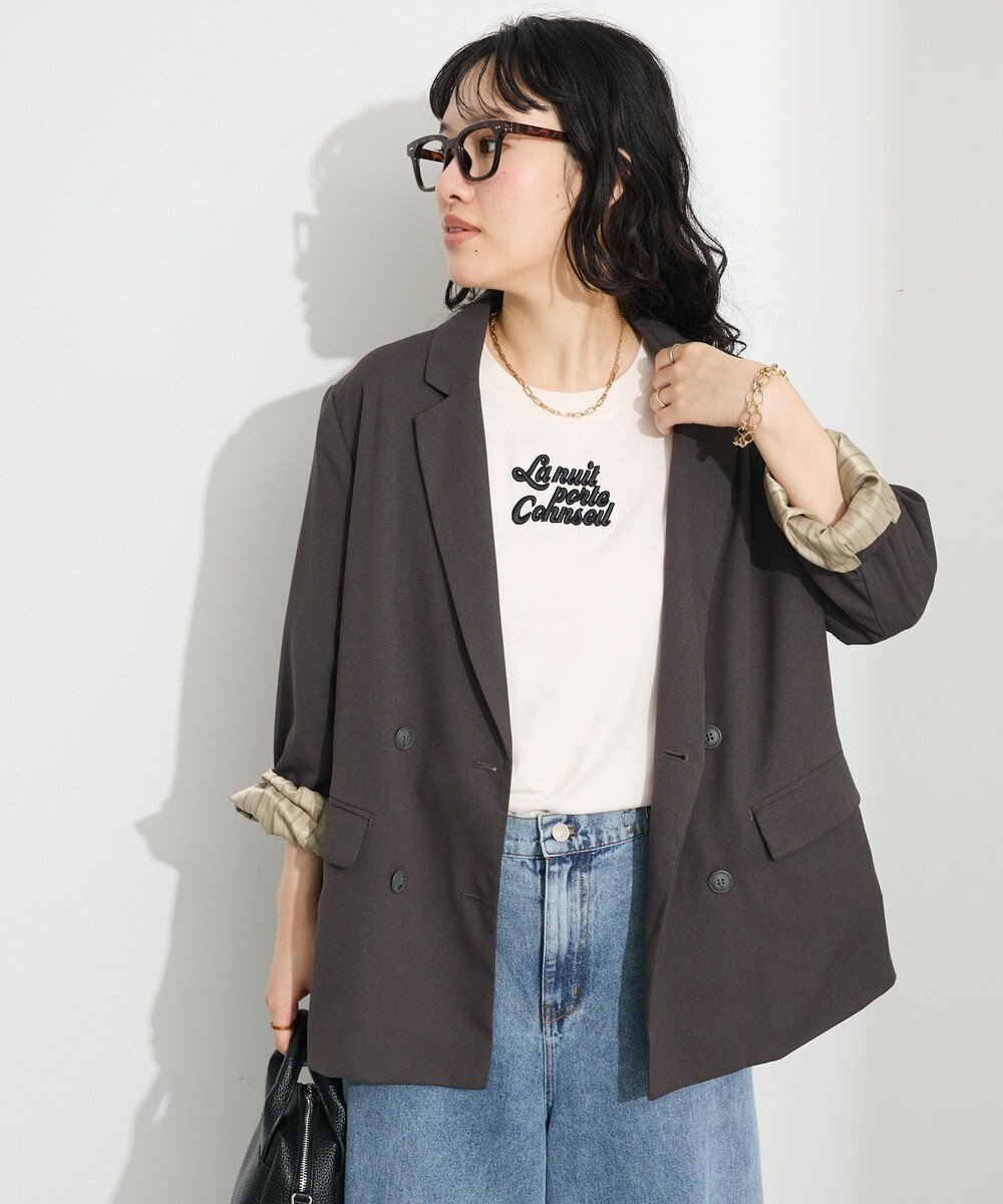 【クラフトスタンダードブティック/CRAFT STANDARD BOUTIQUE】のWテーラードジャケット インテリア・キッズ・メンズ・レディースファッション・服の通販 founy(ファニー) 　ファッション　Fashion　レディースファッション　Fashion for Women　アウター　Coat / Outerwear Collection　レディースジャケット・軽アウター　Jackets　テーラードジャケット / 通勤・きれいめスタイル　Tailored Jackets & Blazers　クラシカル　Classical, Vintage-Inspired　ジャケット　Jacket, Outerwear　ストライプ　Stripe, Striped Pattern　ダブル　Double, Double-Breasted　トレンド　Trend, Trending Now　ポケット　Pocket, Pocket Detail　ルーズ　Loose, Oversized　おすすめ　Recommended / Our Picks　エレガント 上品　Elegant　ビジネス 仕事 通勤　Business / Work / Commuting　2025年　2025　2025春夏・S/S　Spring/Summer 2025 SS25　Dark Gray|ID: prp329100004556966 ipo3291000000033553840