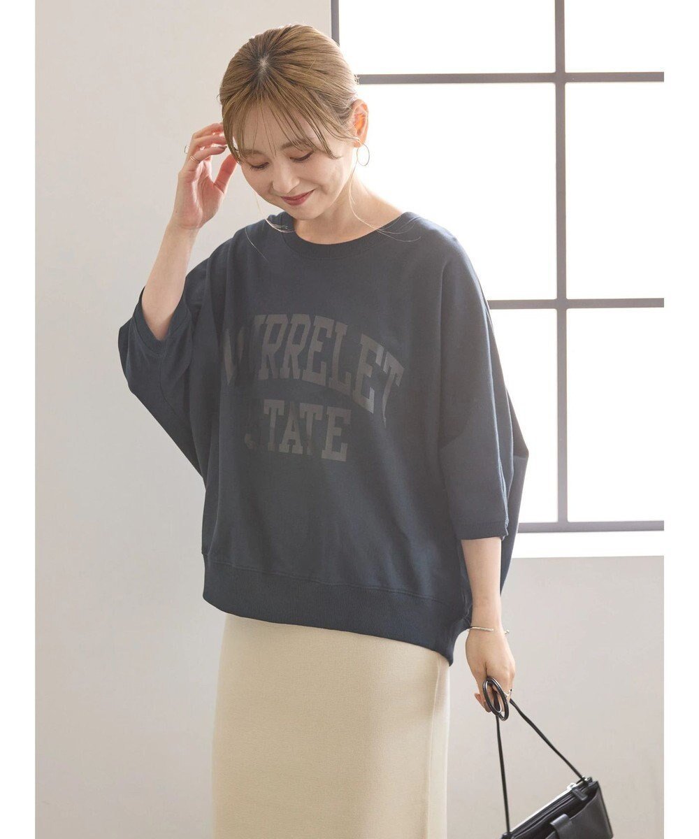 【アメリカンホリック/AMERICAN HOLIC】のドルマンミニ裏毛プルオーバー① インテリア・キッズ・メンズ・レディースファッション・服の通販 founy(ファニー) ファッション Fashion レディースファッション Fashion for Women トップス・カットソー Cut & Sew Tops シャツ・ブラウス・オフィスカジュアル Elegant Blouses & Button-Ups ロングTシャツ・Tシャツ Longline T-Shirts & Tees カジュアルプルオーバー・ニットトップス Pullovers & Knit Tops / Casual Pullovers カットソー・ベーシックTシャツ Cut-and-Sewn Tops / Stretch Tees & Basics カットソー Cut and Sewn Top ギャザー Gathered, Ruffled フロント Front, Front Design プリント Print, Printed Pattern ポケット Pocket, Pocket Detail A/W・秋冬 Autumn/Winter Dark Navy|ID: prp329100004557107 ipo3291000000033680602