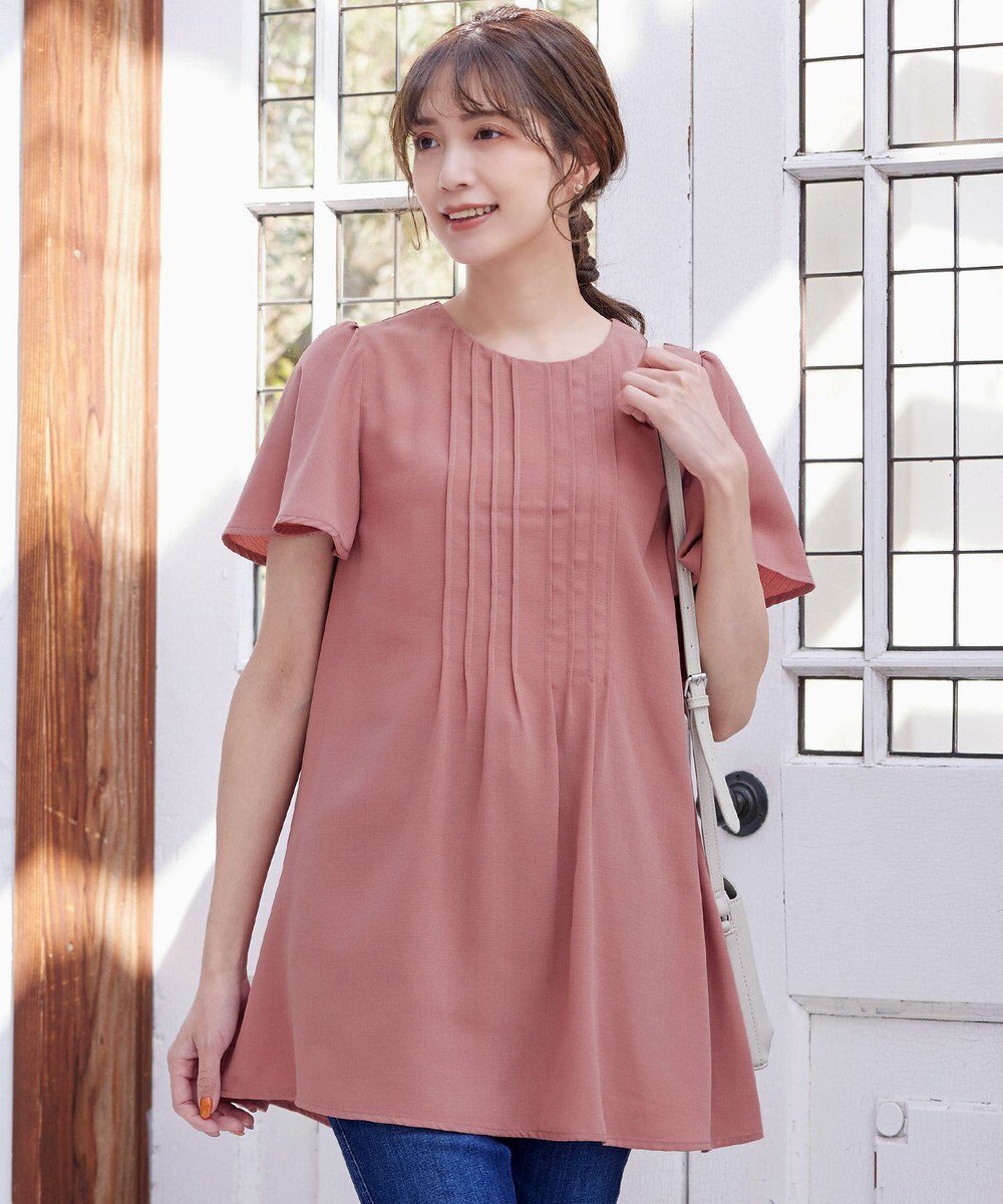 【ティアクラッセ/Tiaclasse】の【洗える】麻調ピンタックチュニックブラウス 人気、トレンドファッション・服の通販 founy(ファニー) 　ファッション　Fashion　レディースファッション　Fashion for Women　トップス・カットソー　Cut & Sew Tops　シャツ・ブラウス・オフィスカジュアル　Elegant Blouses & Button-Ups　ウォッシャブル　Machine Washable　春　Spring　洗える　Machine Washable　カーディガン　Cardigan, Knitwear　チュニック　Tunic, Long Top　フェミニン　Feminine, Girly　フレア　Flare, Flared　半袖　Short Sleeve, Half Sleeve　無地　Plain, Solid Color　ラウンド　Round, Round Neck　ロング　Long, Long-Length　S/S・春夏　SS, Spring/Summer, Warm Season　再入荷　Restock / Back in Stock　夏　Summer　新作・新入荷　New Arrivals / New In　 other-1|ID: prp329100004557148 ipo3291000000032679338