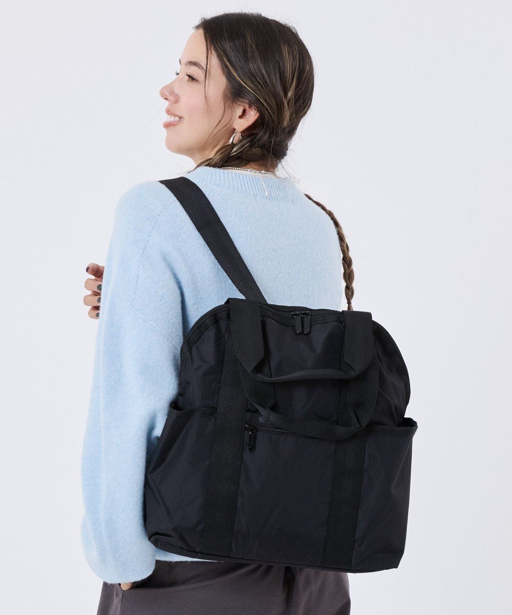 【レスポートサック/LeSportsac】のDOUBLE TROUBLE BACKPACK/リサイクルドブラックJP インテリア・キッズ・メンズ・レディースファッション・服の通販 founy(ファニー) 　ファッション　Fashion　レディースファッション　Fashion for Women　バッグ　Bags　軽量　Lightweight, Ultra Light　ショルダー　Shoulder, Shoulder Strap　シンプル　Simple, Minimal　人気　Popular, Best Seller　プリント　Print, Printed Pattern　ポケット　Pocket, Pocket Detail　メッシュ　Mesh, Net Fabric　無地　Plain, Solid Color　リュック　Backpack, Rucksack　おすすめ　Recommended / Our Picks　スーツケース キャリーケース　Suitcase / Carry Case　ビジネス 仕事 通勤　Business / Work / Commuting　リサイクルドブラックJP|ID: prp329100004557925 ipo3291000000034889778