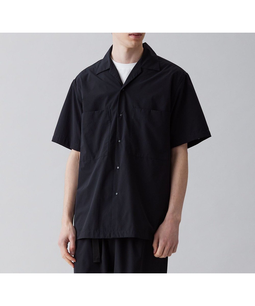 【アンフィーロ/UNFILO / MEN】のFINE MOVE オープンカラーシャツ 23年春夏商品 インテリア・キッズ・メンズ・レディースファッション・服の通販 founy(ファニー) 　ファッション　Fashion　メンズファッション　Fashion for Men　トップス・カットソー　Cut & Sew Tops　メンズシャツ　Shirts　ウォッシャブル　Machine Washable　ストレッチ　Stretch, Stretchy Fabric　ドット　Polka Dot, Dot Pattern　フロント　Front, Front Design　ポケット　Pocket, Pocket Detail　ワーク　Workwear, Utility Style　再入荷　Restock / Back in Stock　夏　Summer　春　Spring　S/S・春夏　SS, Spring/Summer, Warm Season　軽量　Lightweight, Ultra Light　雑誌　Magazine, Fashion Magazine　ブラック|ID: prp329100004557975 ipo3291000000032574387