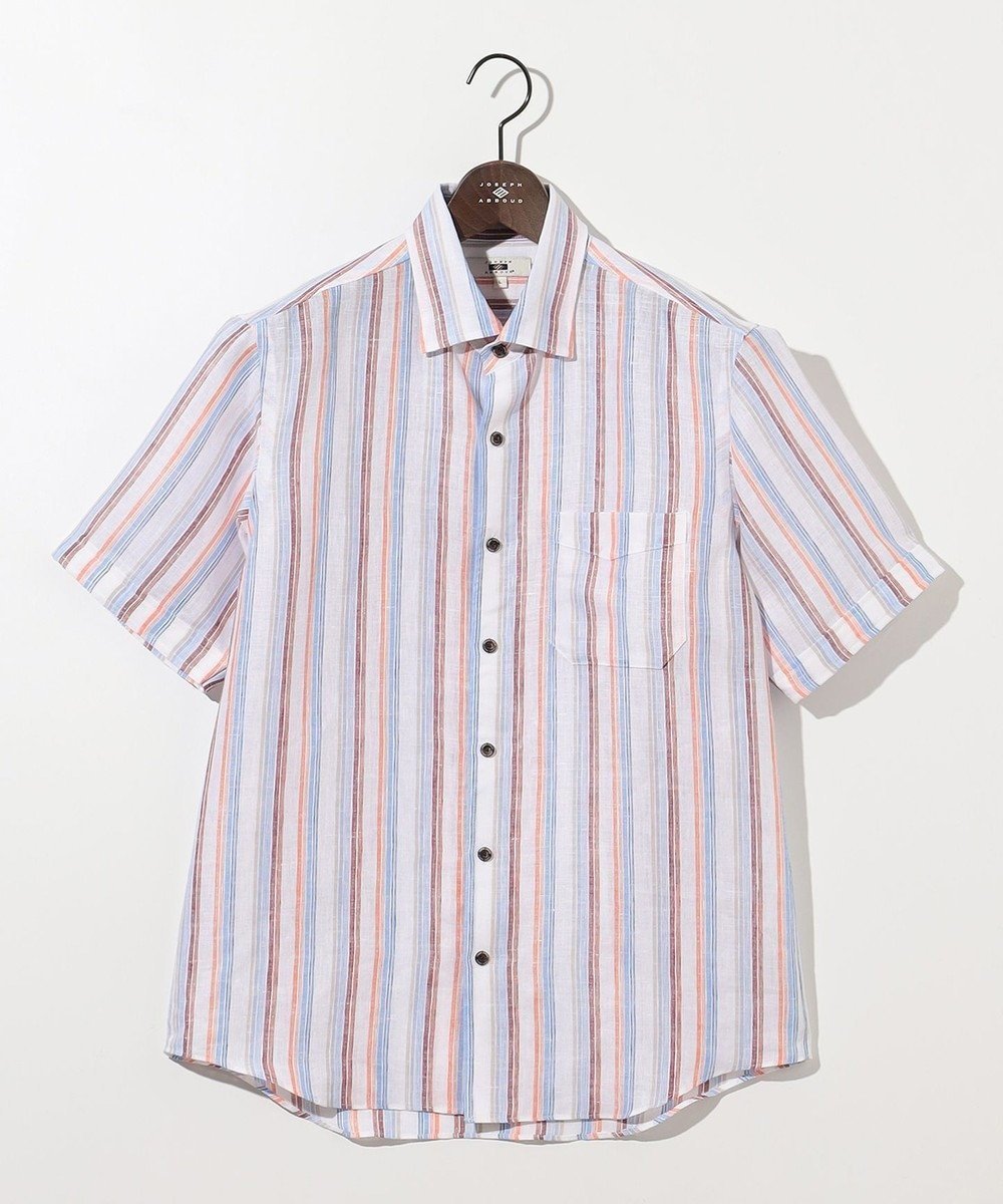 【ジョセフ アブード/JOSEPH ABBOUD / MEN】の【麻100%・軽い・涼しい】 モイスチャーリネンストライプシャツ インテリア・キッズ・メンズ・レディースファッション・服の通販 founy(ファニー) 　ファッション　Fashion　メンズファッション　MEN　トップス・カットソー　Tops/Tshirt/Men　シャツ　Shirts　おすすめ　Recommend　エレガント 上品　Elegant　シャンブレー　Chambray　ジャケット　Jacket　ストライプ　Stripe　ペイズリー　Paisley　ランダム　Random　夏　Summer　春　Spring　S/S・春夏　Ss・Spring/Summer　羽織　Haori　オレンジ系1|ID: prp329100004557983 ipo3291000000032245603