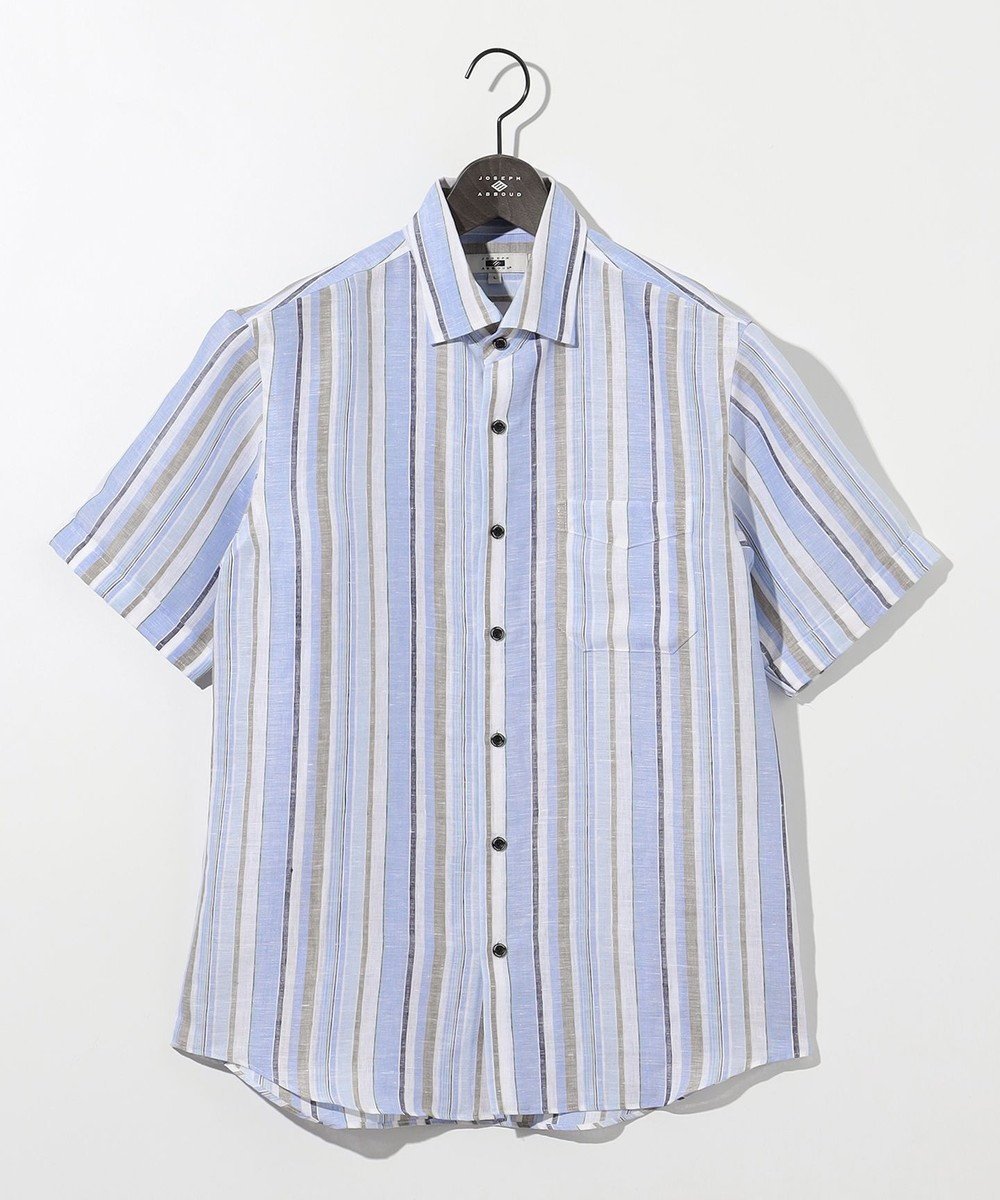 【ジョセフ アブード/JOSEPH ABBOUD / MEN】の【麻100%・軽い・涼しい】 モイスチャーリネンストライプシャツ インテリア・キッズ・メンズ・レディースファッション・服の通販 founy(ファニー) 　ファッション　Fashion　メンズファッション　MEN　トップス・カットソー　Tops/Tshirt/Men　シャツ　Shirts　おすすめ　Recommend　エレガント 上品　Elegant　シャンブレー　Chambray　ジャケット　Jacket　ストライプ　Stripe　ペイズリー　Paisley　ランダム　Random　夏　Summer　春　Spring　S/S・春夏　Ss・Spring/Summer　羽織　Haori　サックスブルー系2|ID: prp329100004557983 ipo3291000000032245604