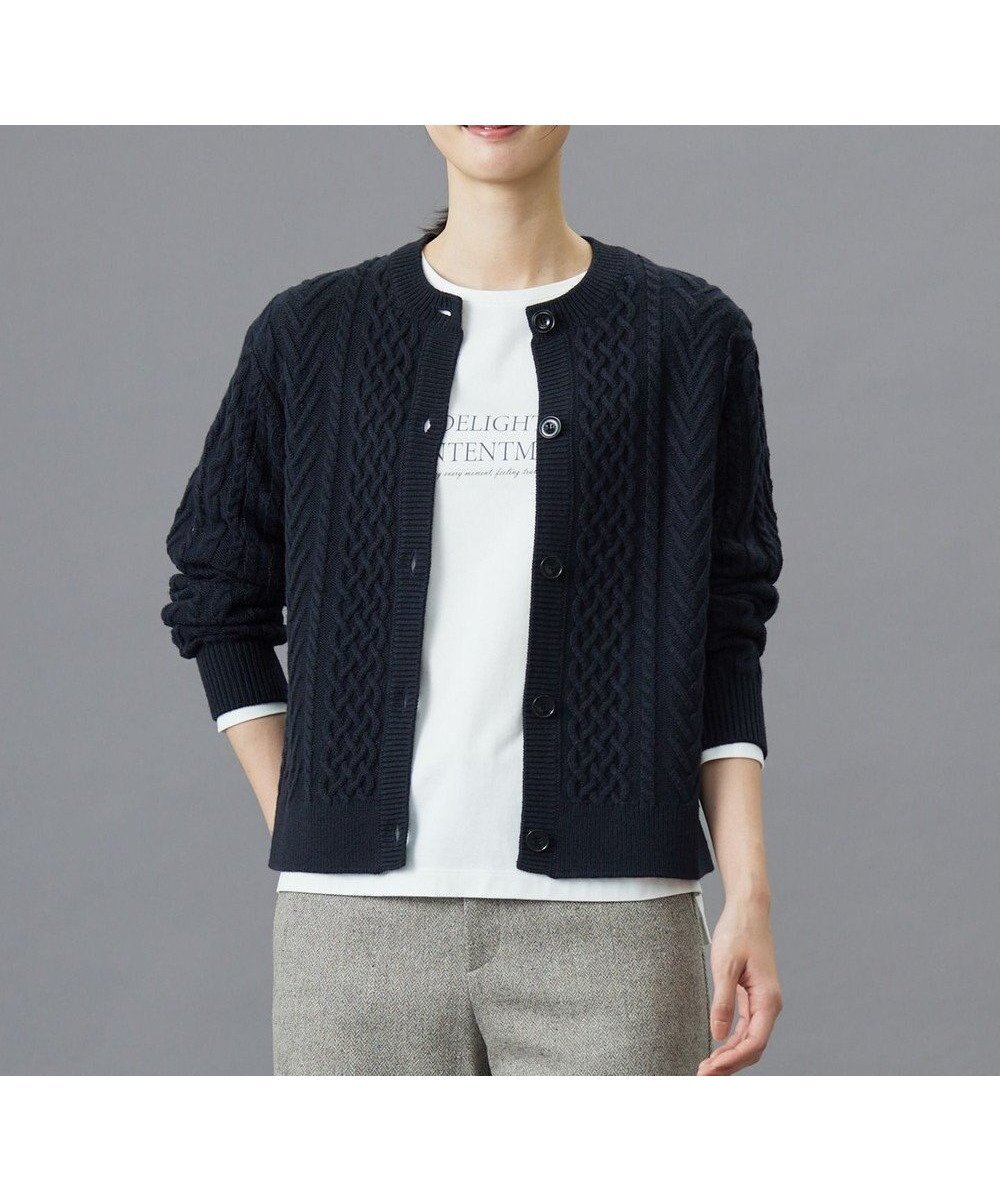 【ジェイ プレス/J.PRESS】の【洗える】EIGER CORD ALAN クルーネックカーディガン インテリア・キッズ・メンズ・レディースファッション・服の通販 founy(ファニー) 　ファッション　Fashion　レディースファッション　Fashion for Women　トップス・カットソー　Cut & Sew Tops　カーディガン・羽織り　Layered Style Cardigans　カーディガン　Cardigan, Knitwear　クラシカル　Classical, Vintage-Inspired　バランス　Balance, Style Balance　ベーシック　Basic, Essential　エレガント 上品　Elegant　洗える　Machine Washable　A/W・秋冬　Autumn/Winter　ネイビー系|ID: prp329100004557989 ipo3291000000034297552