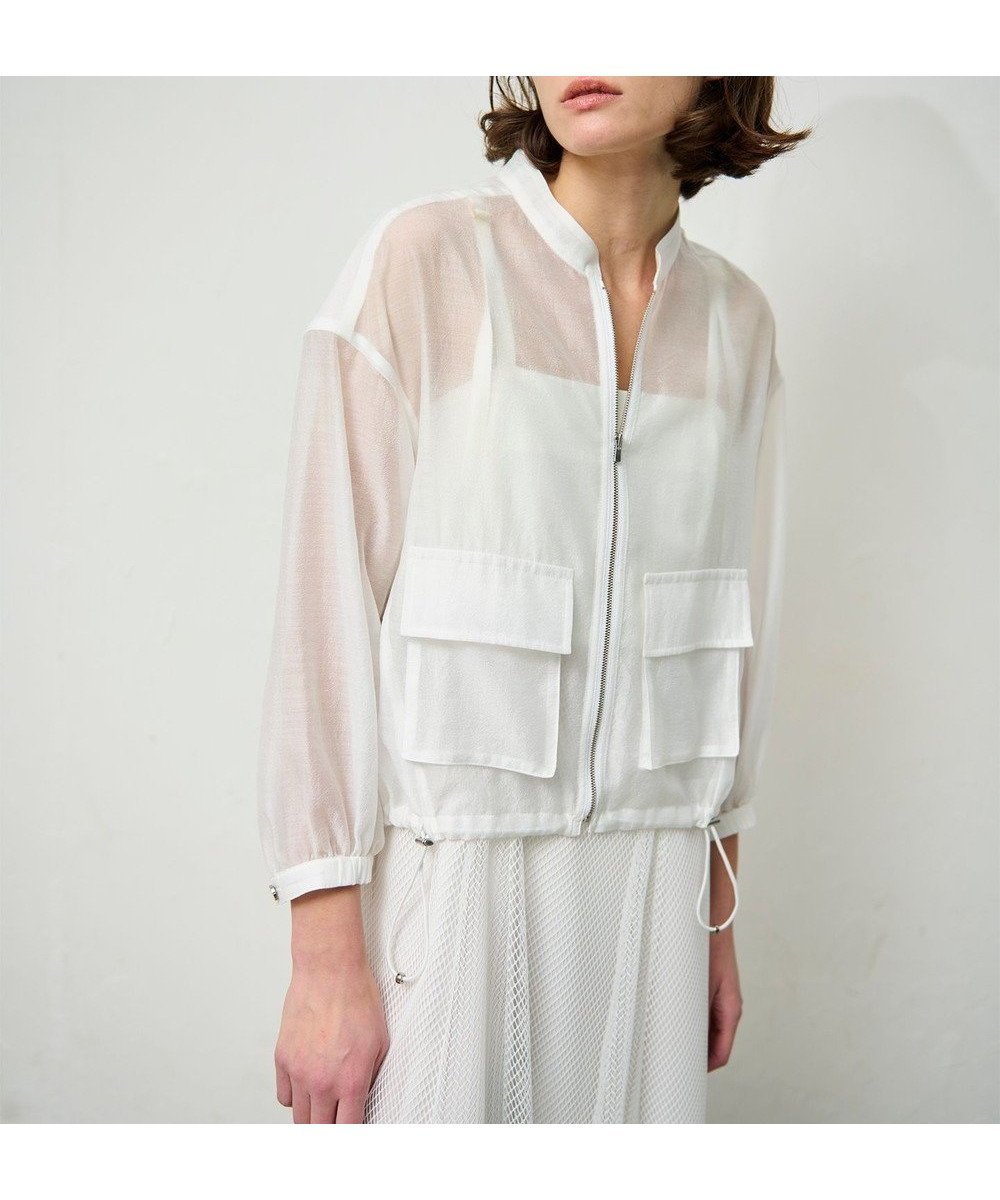 【グレース コンチネンタル/GRACE CONTINENTAL】のシアードレープブルゾン 人気、トレンドファッション・服の通販 founy(ファニー) 　ファッション　Fashion　レディースファッション　Fashion for Women　アウター　Coat / Outerwear Collection　レディースジャケット・軽アウター　Jackets　ブルゾンジャケット・スポーティアウター　Blouson Jackets　シアー　Sheer, See-Through　ジャケット　Jacket, Outerwear　スタンド　Stand Collar, Upright Stand　ストリング　String, Drawstring　フォルム　Silhouette, Form　ブルゾン　Blouson, Bomber Jacket　ベーシック　Basic, Essential　ミリタリー　Military, Army Style　メンズ　Men's, Menswear　ヨーク　Yoke, Yoke Design　夏　Summer　春　Spring　S/S・春夏　SS, Spring/Summer, Warm Season　 other-1|ID: prp329100004558016 ipo3291000000033708954