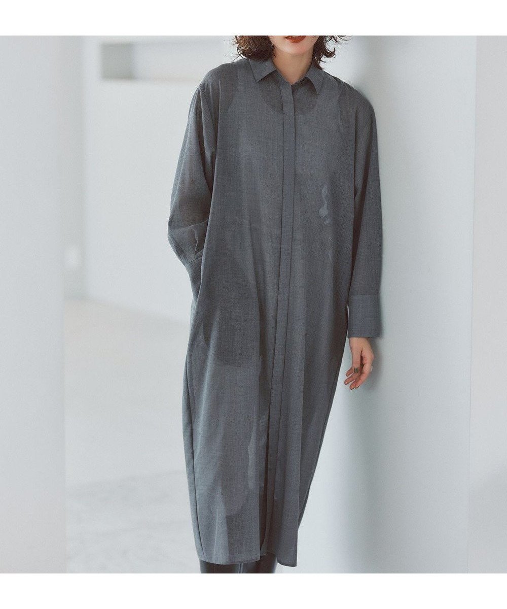 【自由区/JIYU-KU】の【洗える】ライトビエラシャツ ワンピース インテリア・キッズ・メンズ・レディースファッション・服の通販 founy(ファニー) 　ファッション　Fashion　レディースファッション　Fashion for Women　ワンピース　Dresses　シャツワンピース / 1枚で着映えコーデ　Shirt Dresses　おすすめ　Recommended / Our Picks　インナー　Innerwear　カフス　Cuff Design　シンプル　Simple, Minimal　ストレッチ　Stretch, Stretchy Fabric　ハイネック　High Neck, Mock Neck　フロント　Front, Front Design　ボトム　Bottoms, Lower Wear　リラックス　Relax, Relaxed Fit　洗える　Machine Washable　A/W・秋冬　Autumn/Winter　TOPグレー|ID: prp329100004558153 ipo3291000000032544219